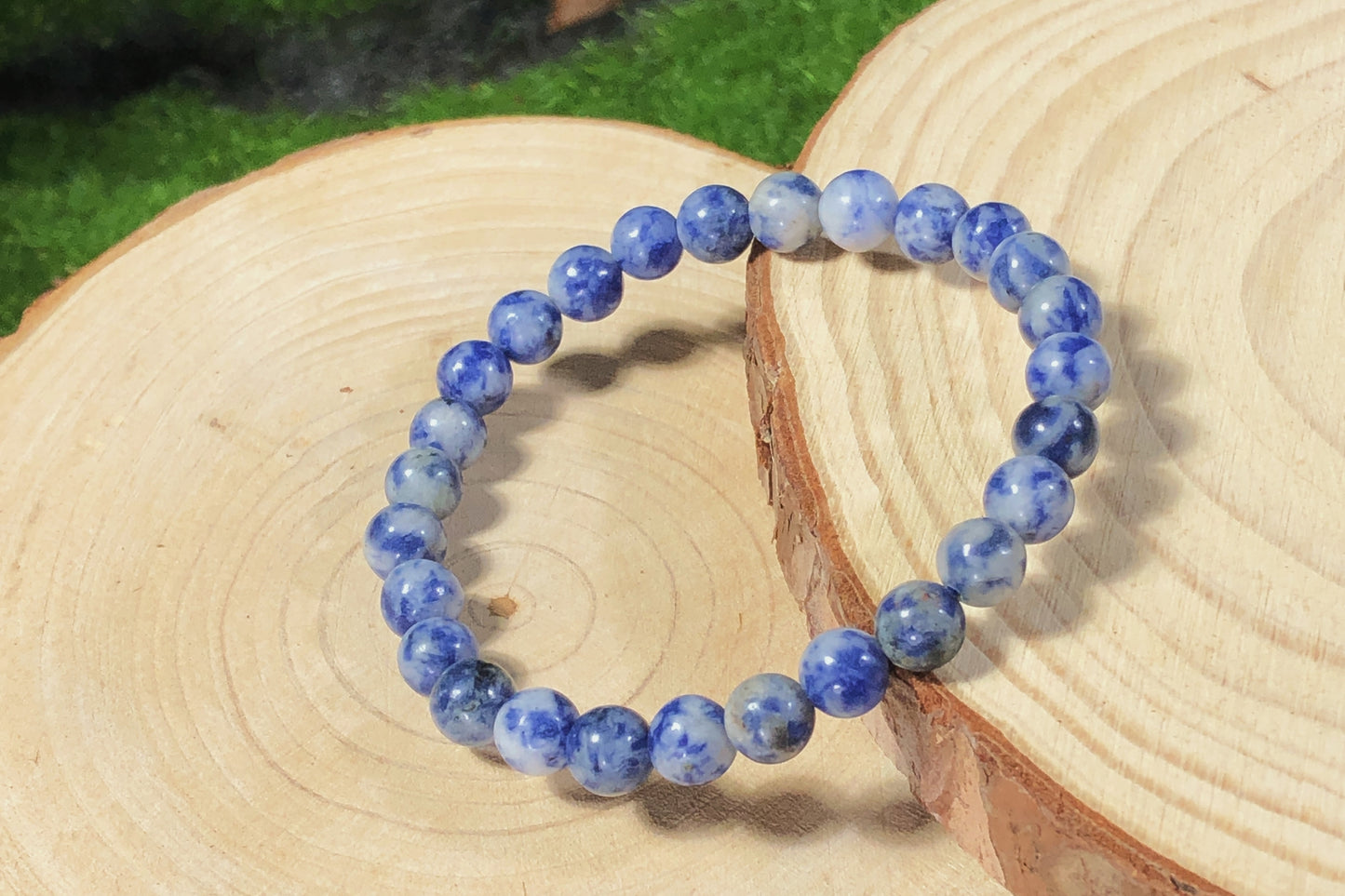 Armband aus natürlichem Blaustein, handgefertigt