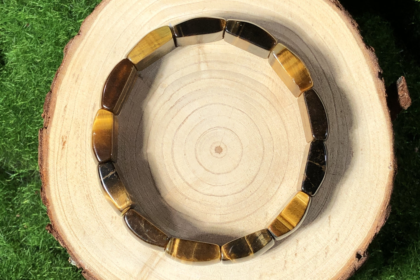 Quadratisches Armband aus natürlichem Tigerauge, handgefertigt