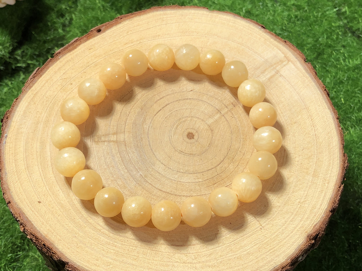 Armband aus natürlicher gelber Jade, handgefertigt