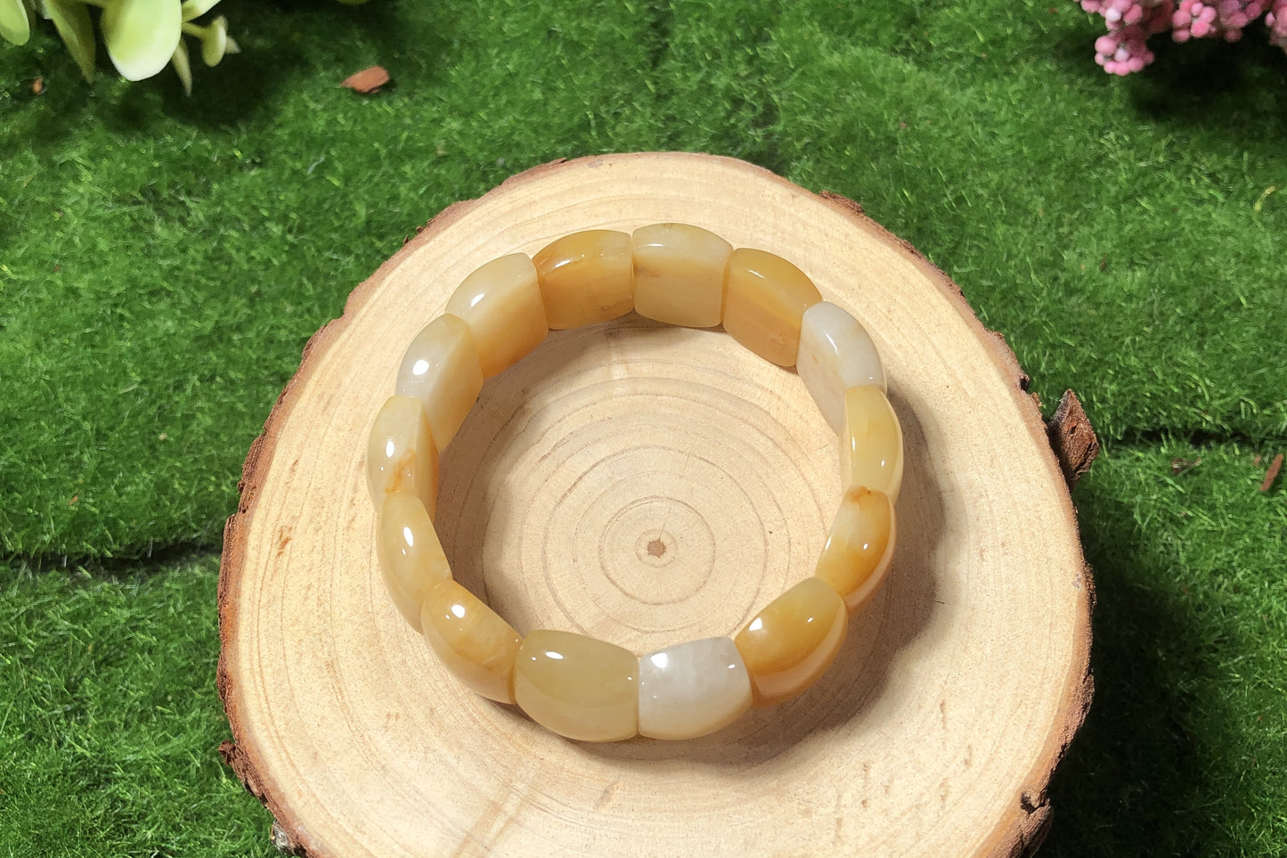 Quadratisches Armband aus natürlichem gelbem Aventurin, handgefertigt.