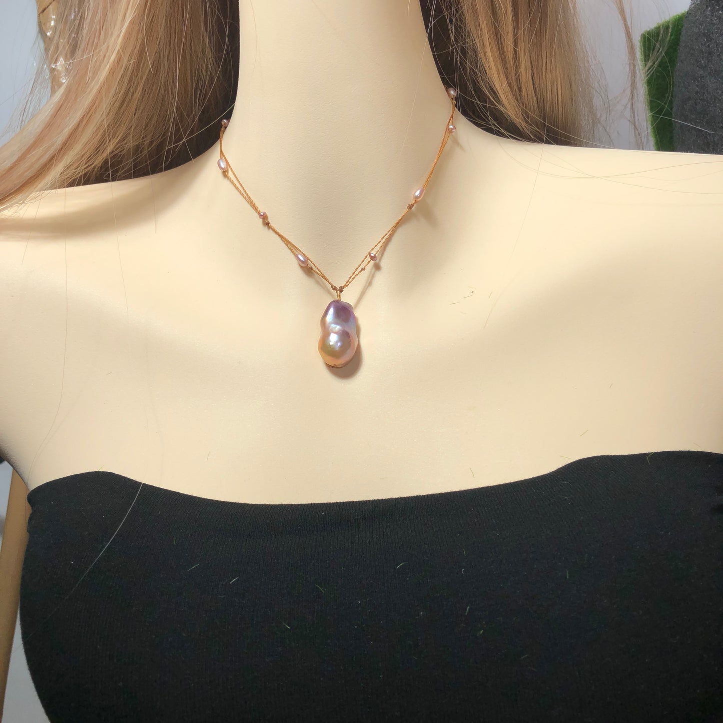 Handgewebte Barockperlenkette, handgefertigt