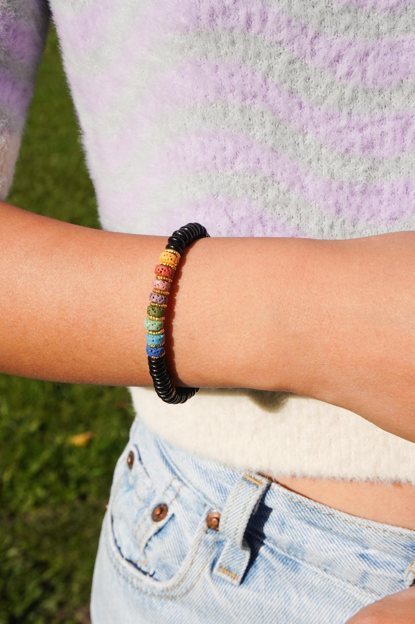 Obsidian Perlenarmband Edelstein Armband Schwarzes Armband Chakra Armband Vulkanstein Handgemacht Armband