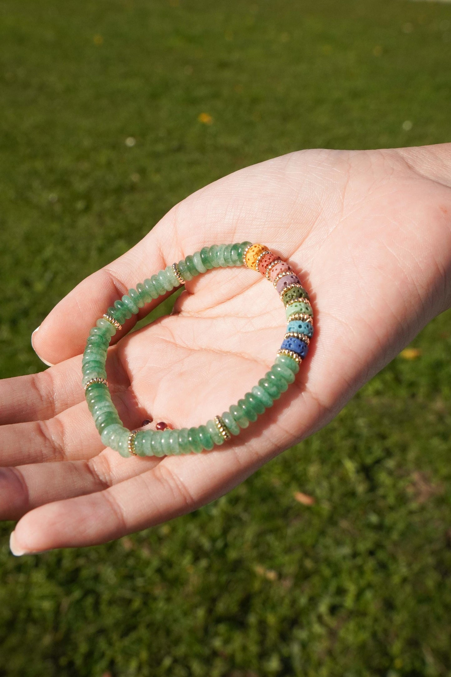 Aventurin Perlenarmband Edelstein Armband Grünes Armband Chakra Armband Vulkanstein