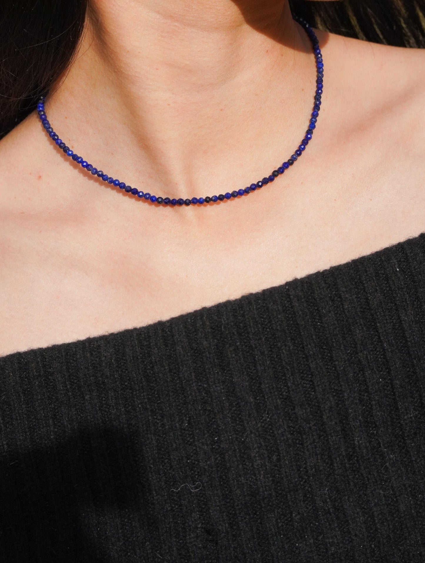 Feine Halskette Lasurit / Lapislazuli AAAAA 5A Edelstein Halskette Blaue halskette handgemacht Halskette