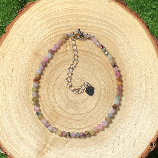 Armband aus natürlichem Turmalin, Kette aus 925er Sterlingsilber, handgefertigt.