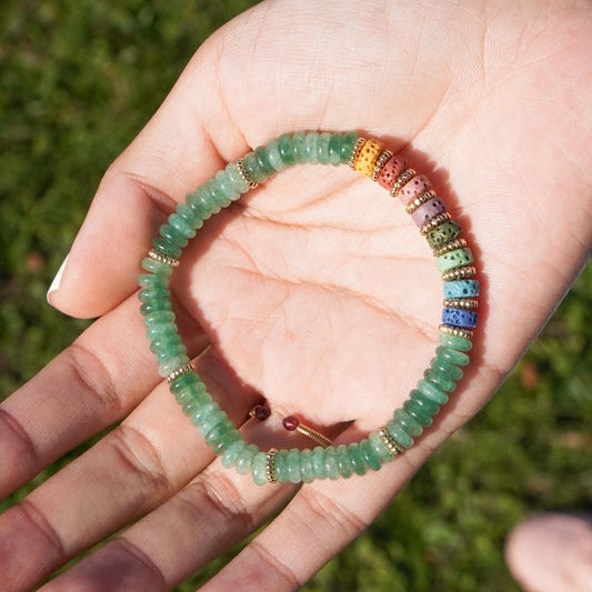 Aventurin Perlenarmband Edelstein Armband Grünes Armband Chakra Armband Vulkanstein
