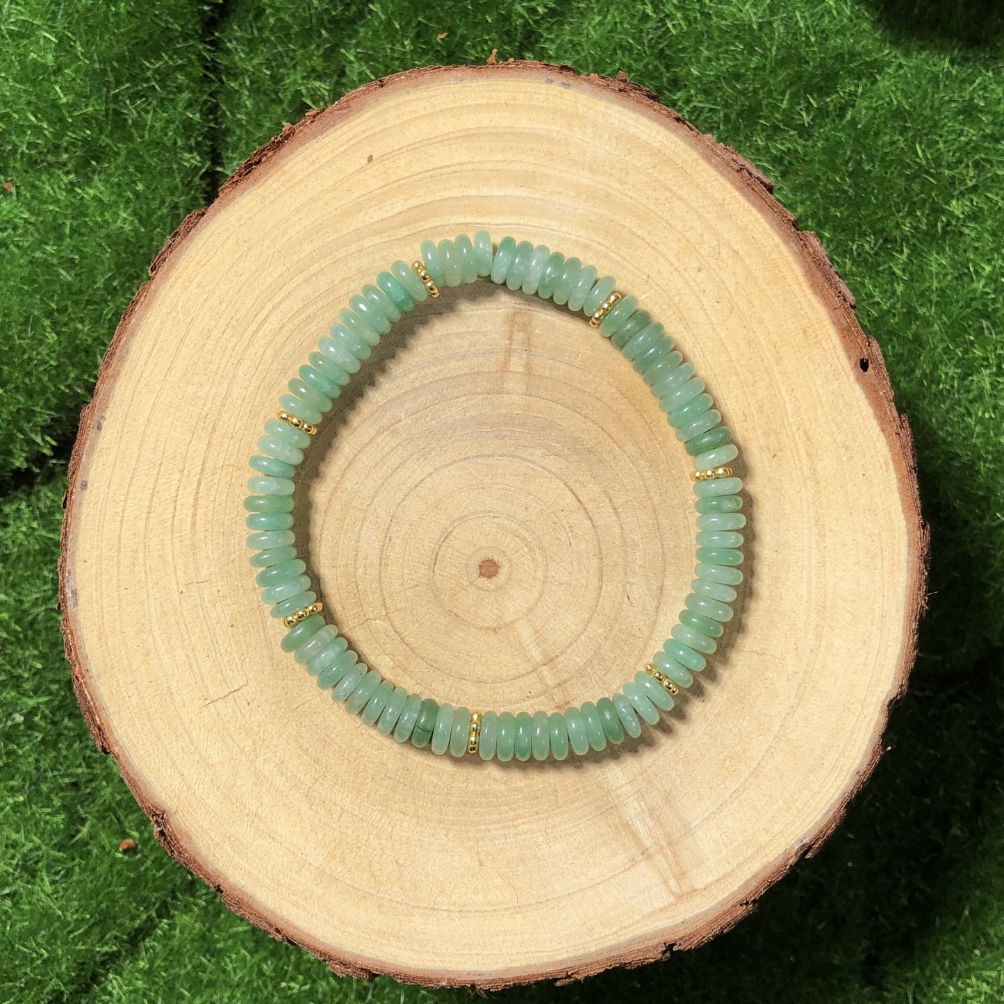 Armband aus natürlichen grünen Aventurinperlen, 6 mm, handgefertigt.