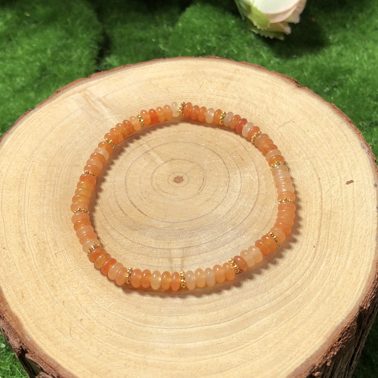 Armband aus natürlichen roten Aventurinperlen, handgefertigt.4mm