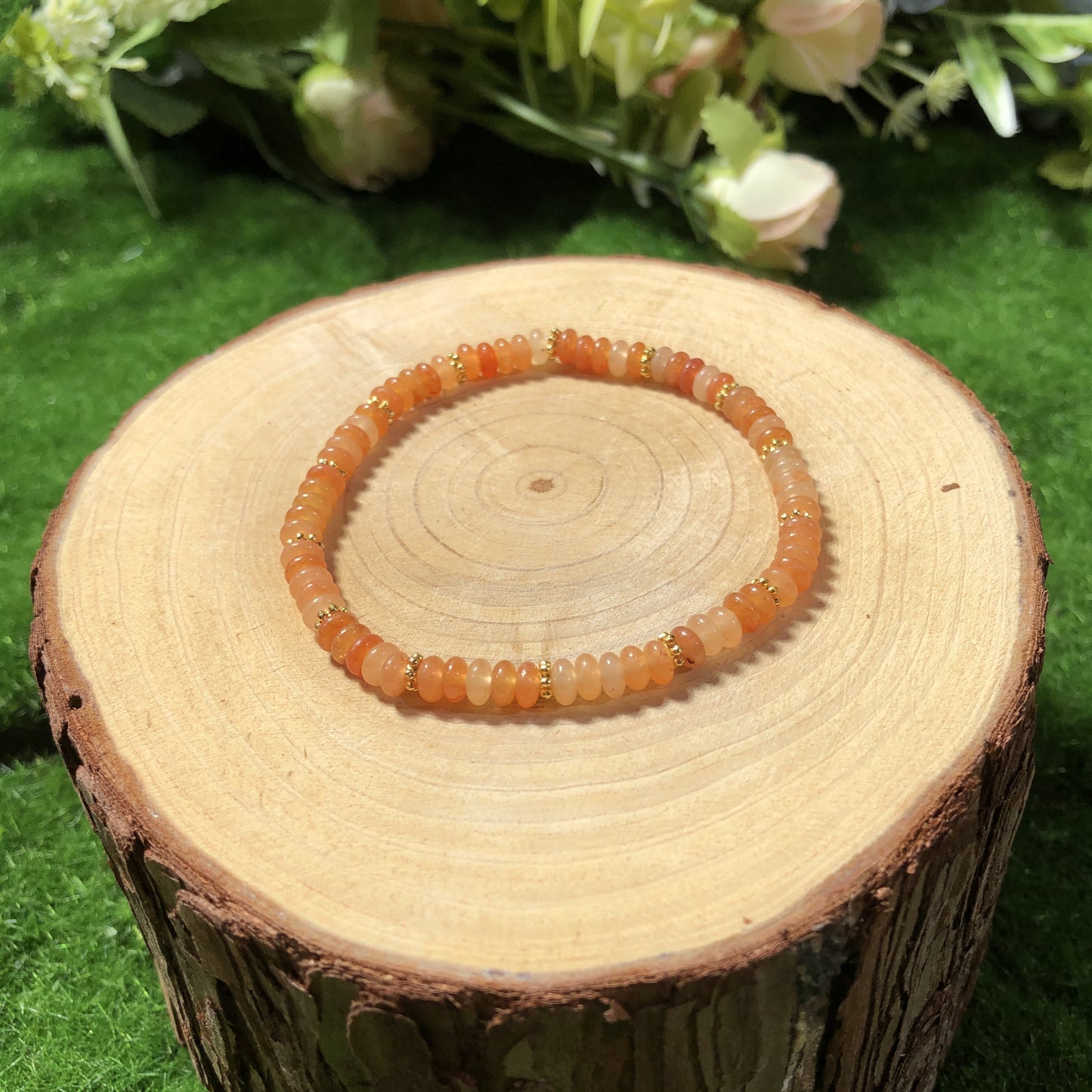 Armband aus natürlichen roten Aventurinperlen, handgefertigt.4mm