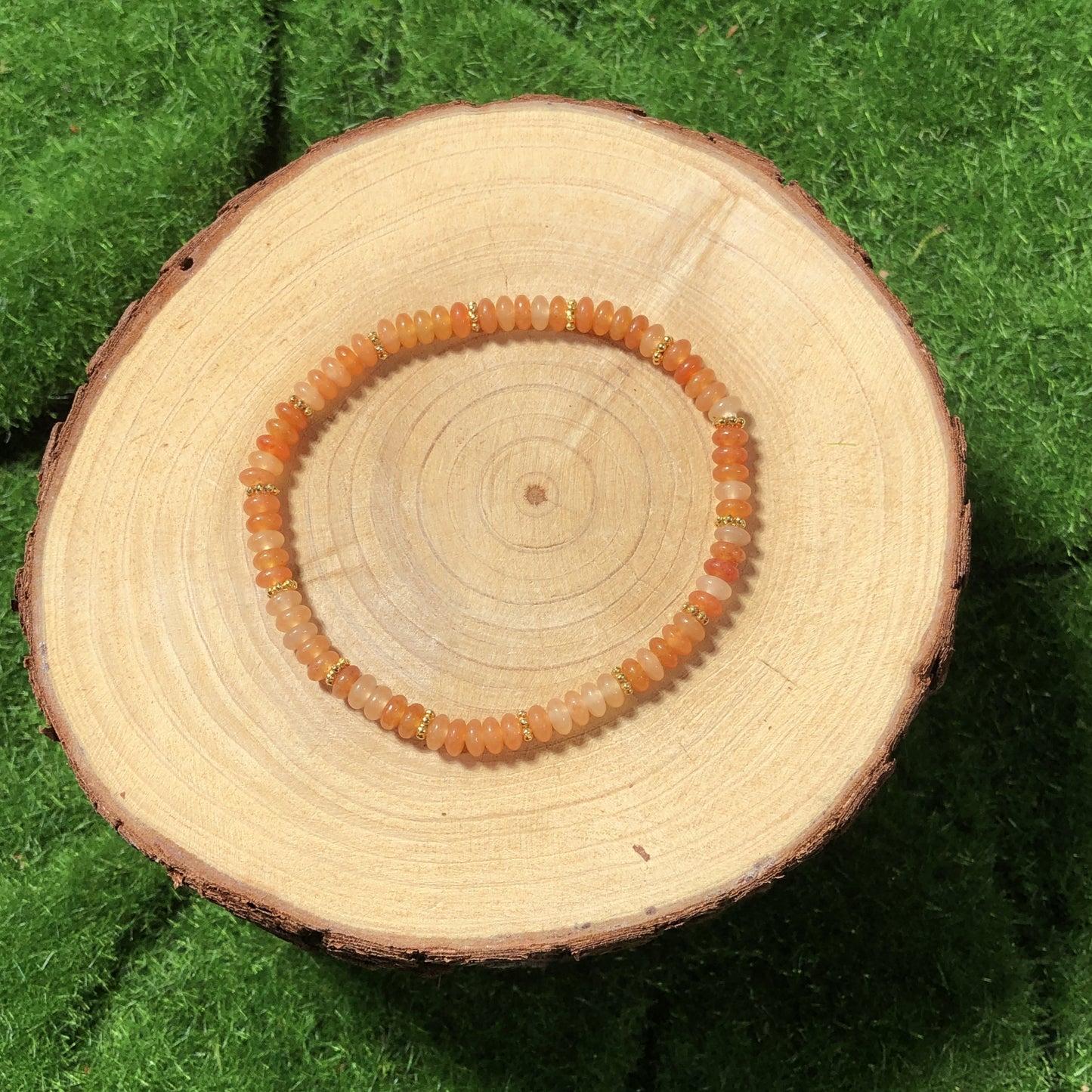 Armband aus natürlichen roten Aventurinperlen, handgefertigt.4mm