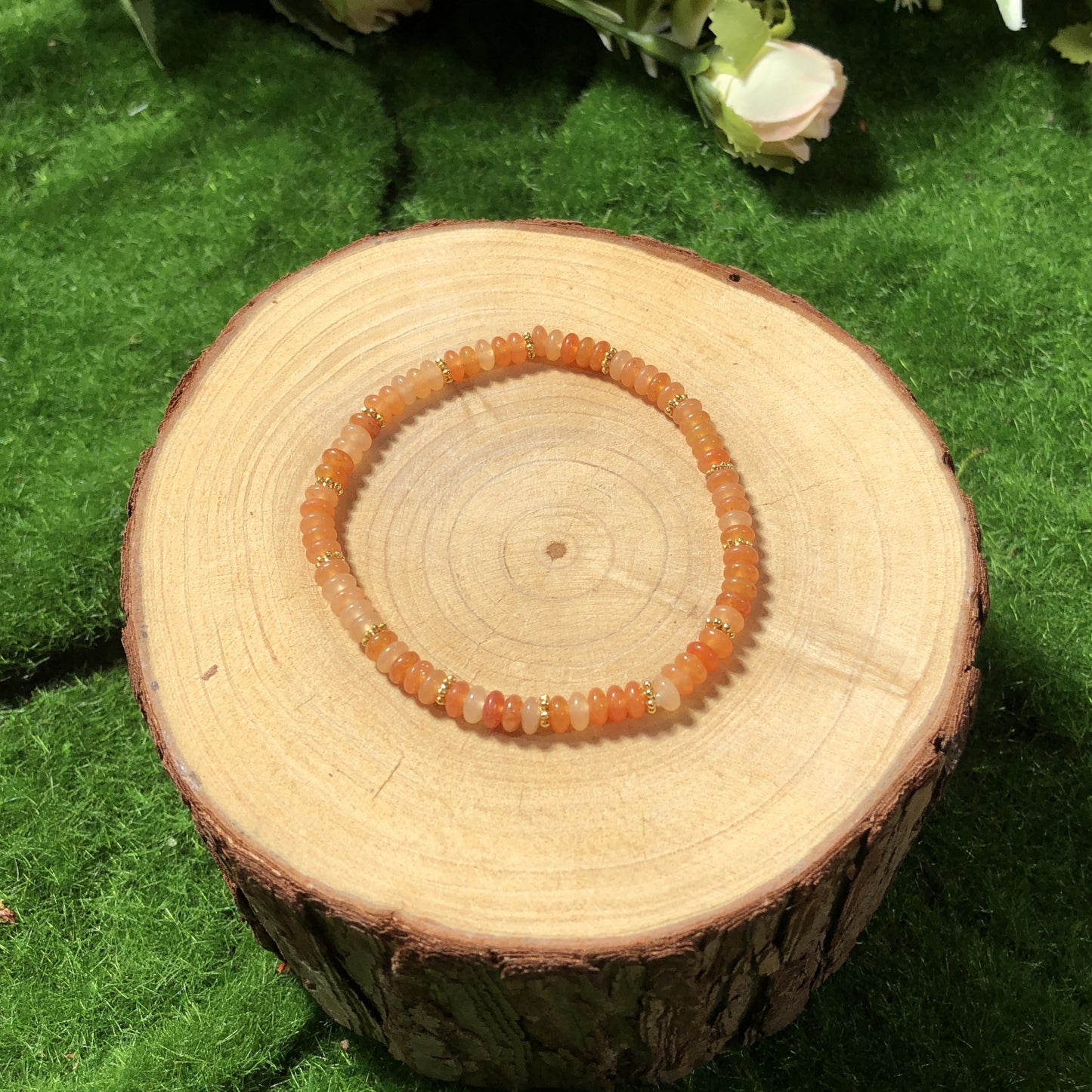 Armband aus natürlichen roten Aventurinperlen, handgefertigt.4mm