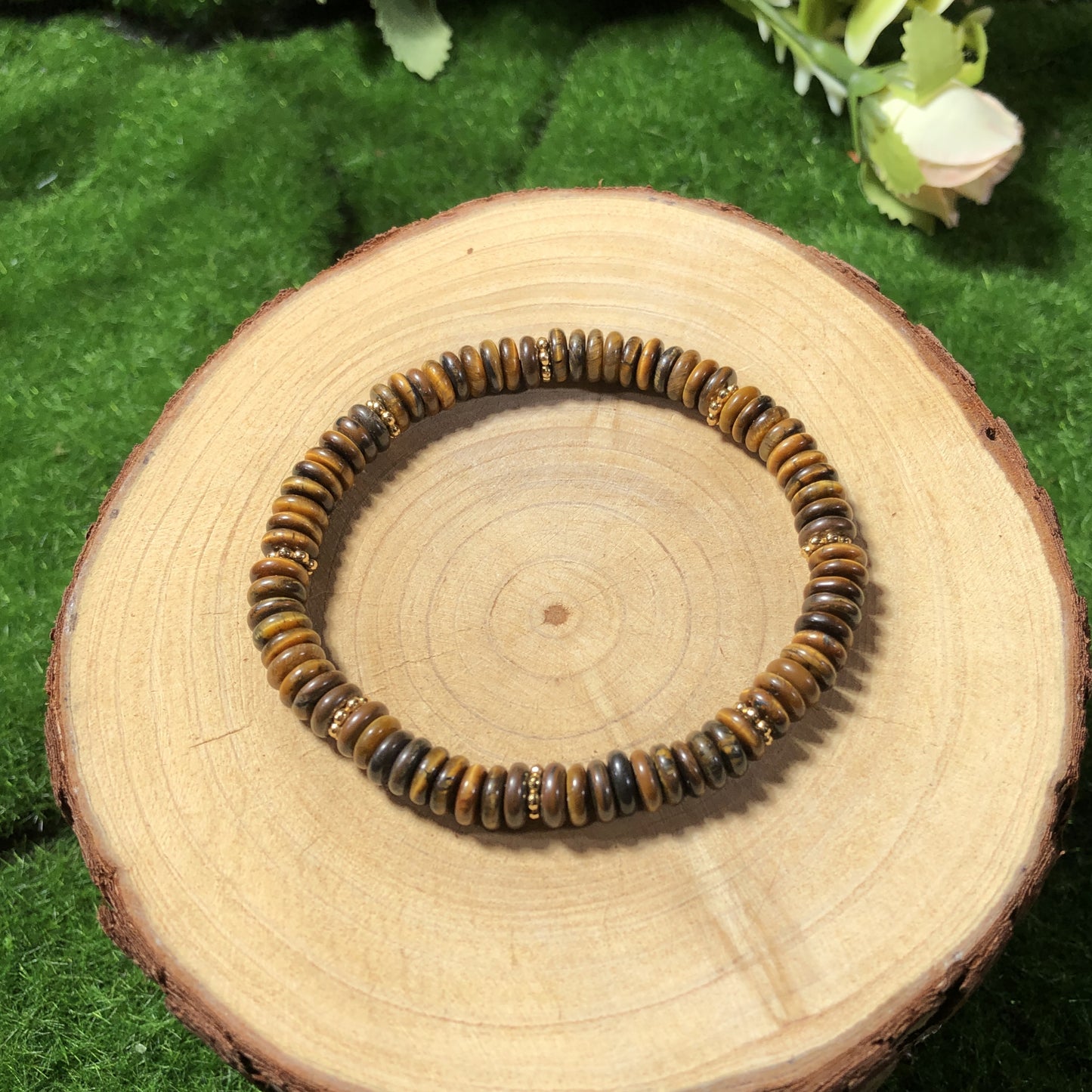 Armband aus natürlichem Tigerauge, handgefertigt. 6mm