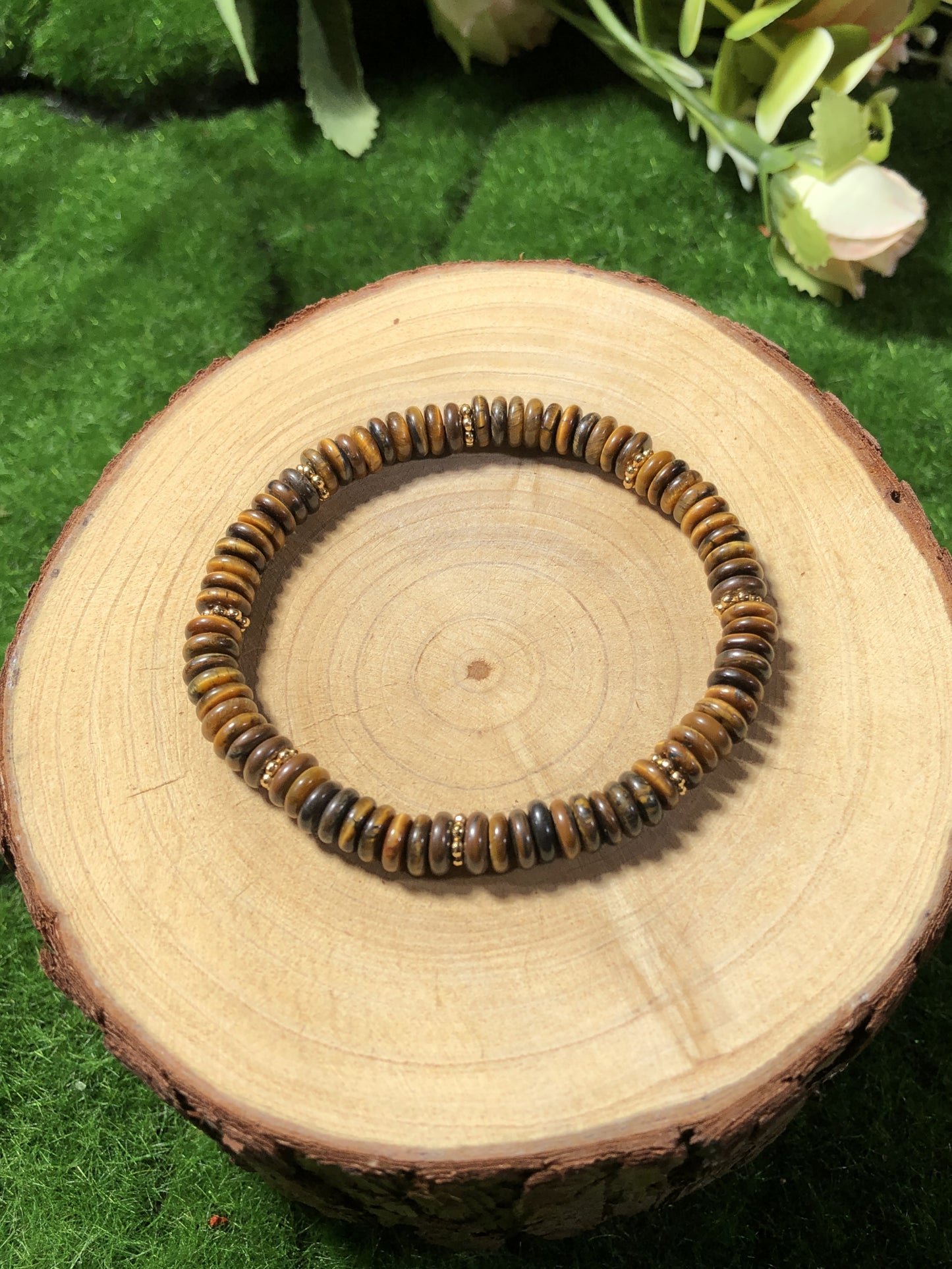 Armband aus natürlichem Tigerauge, handgefertigt. 6mm