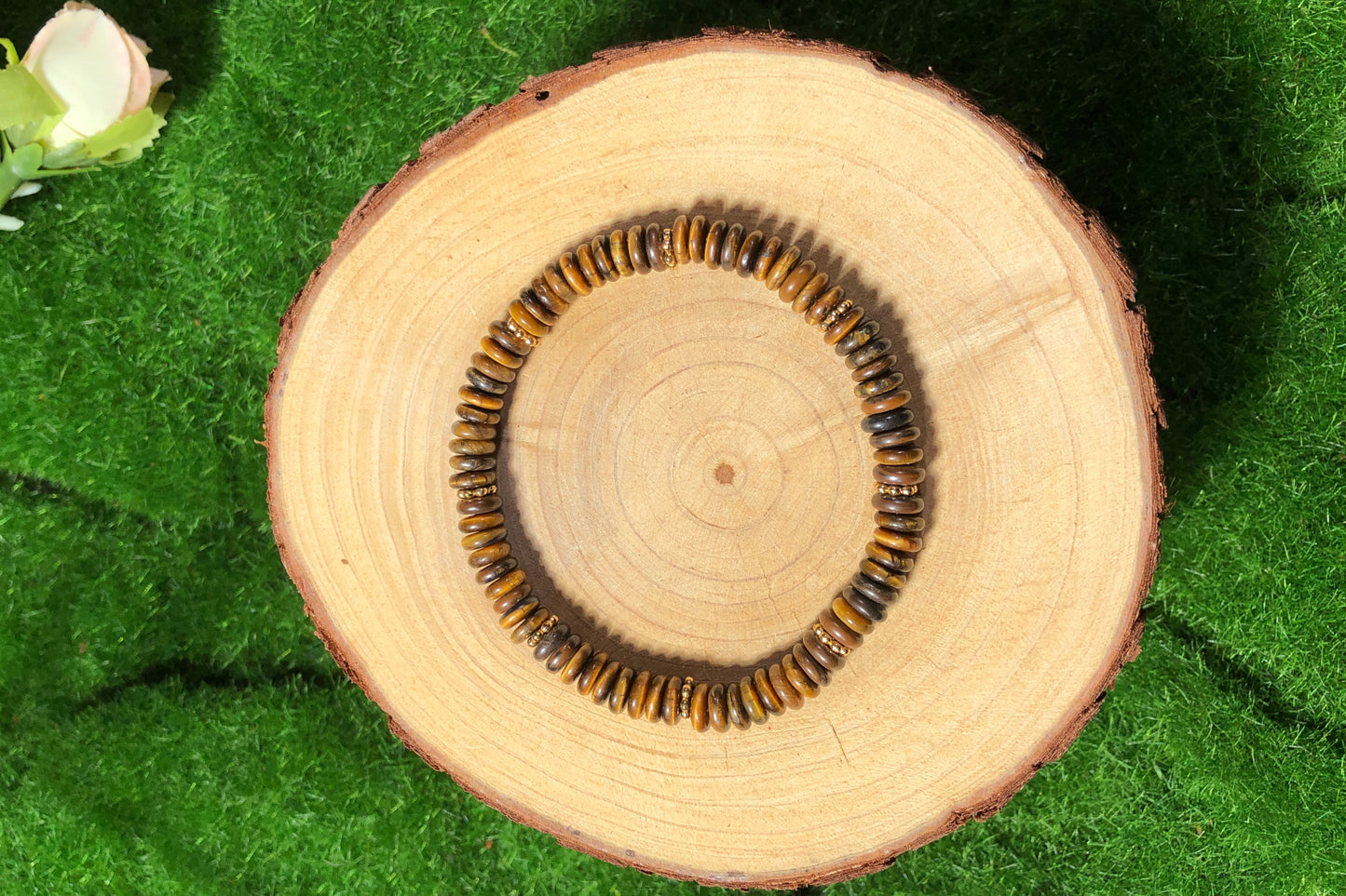 Armband aus natürlichem Tigerauge, handgefertigt. 6mm