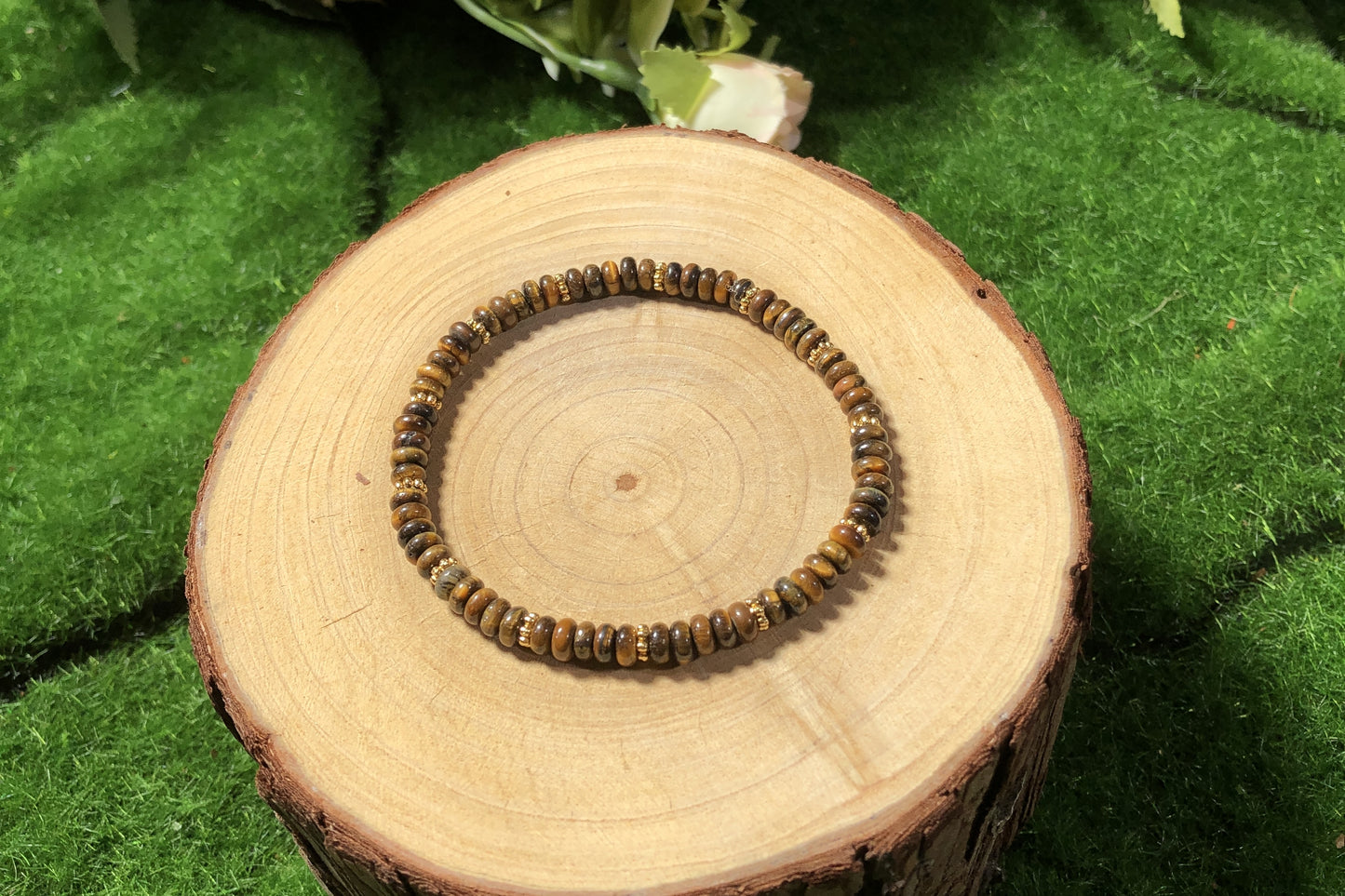 Armband aus natürlichem Tigerauge, handgefertigt. 4mm