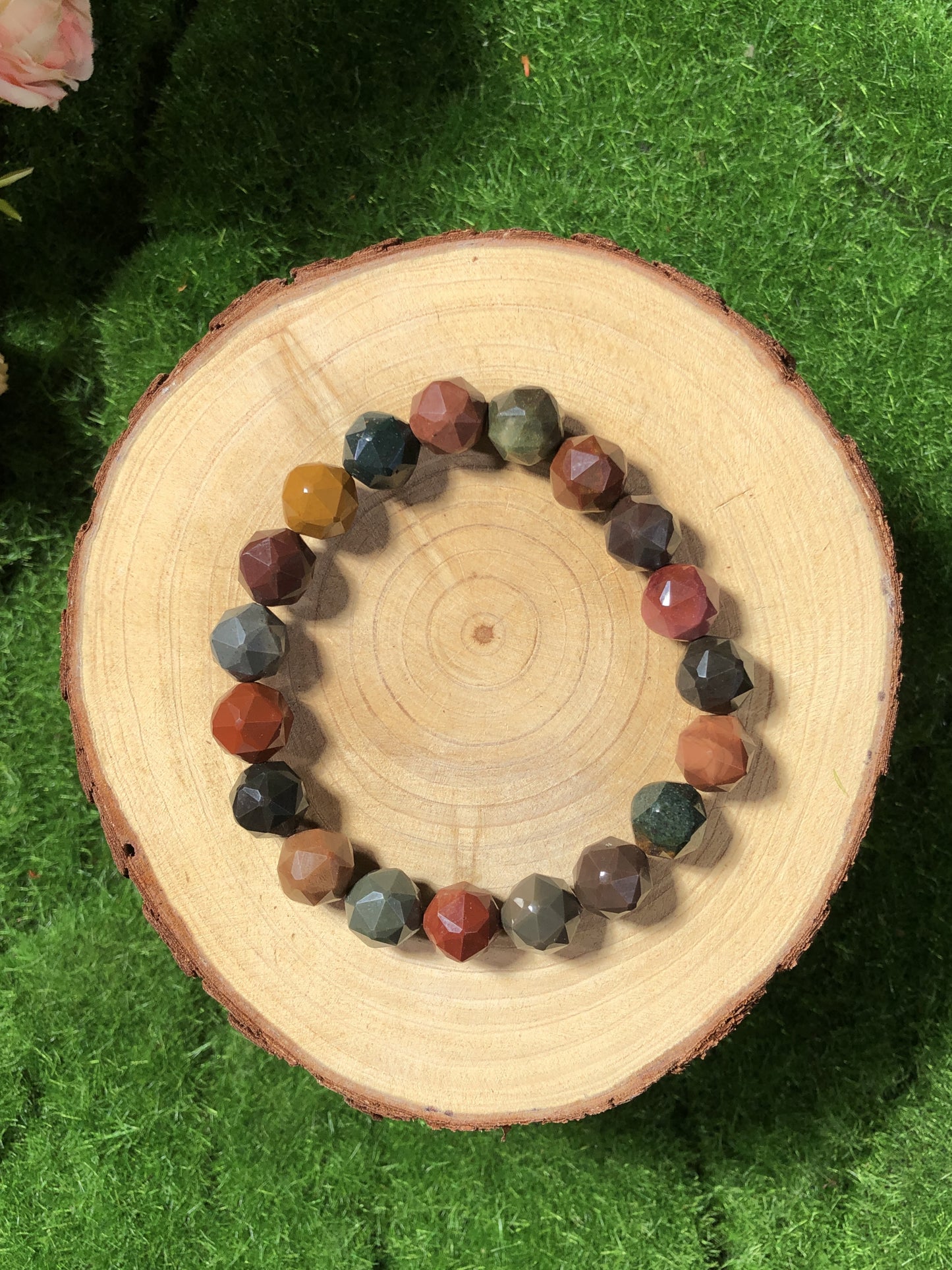 Armband aus naturfarbenem Achat, handgefertigt