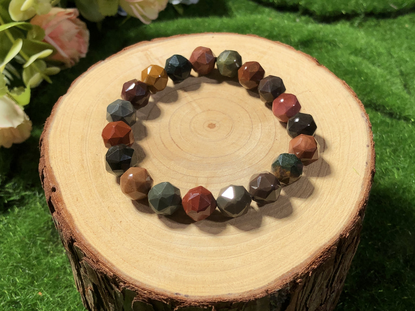 Armband aus naturfarbenem Achat, handgefertigt