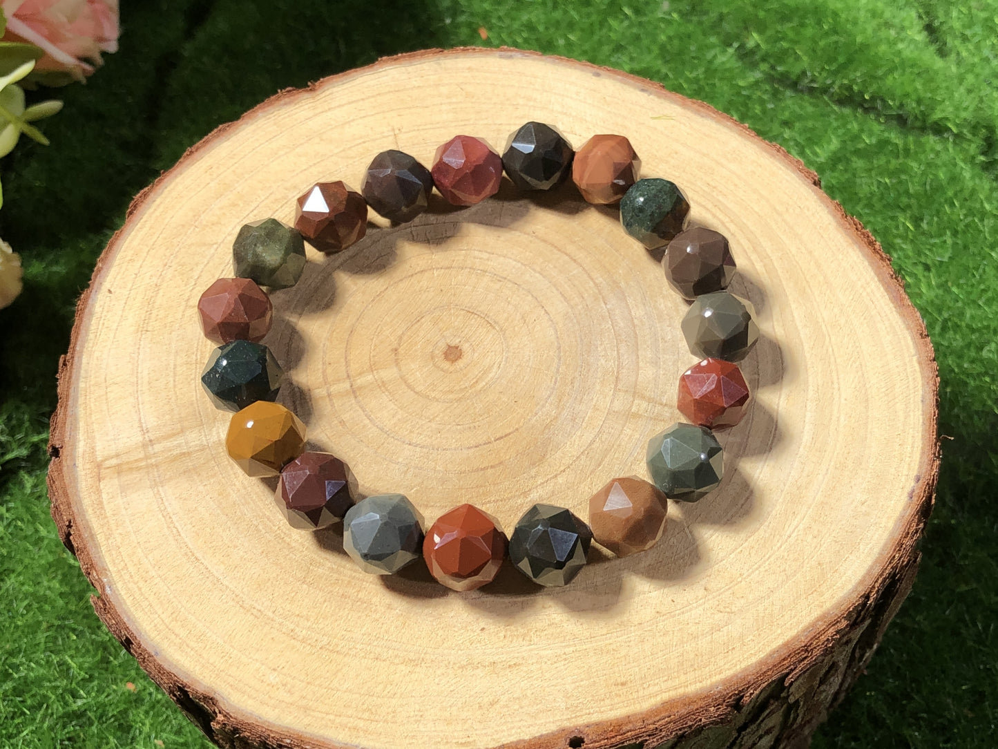 Armband aus naturfarbenem Achat, handgefertigt