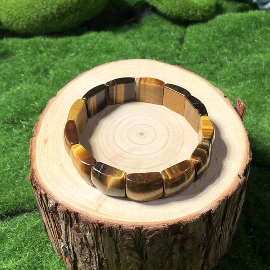 Quadratisches Armband aus natürlichem Tigerauge, handgefertigt