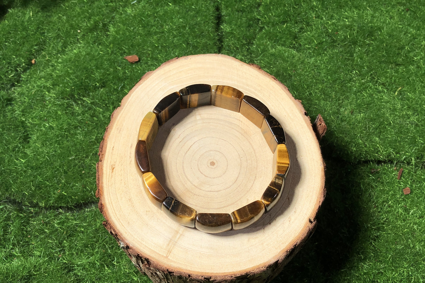 Quadratisches Armband aus natürlichem Tigerauge, handgefertigt