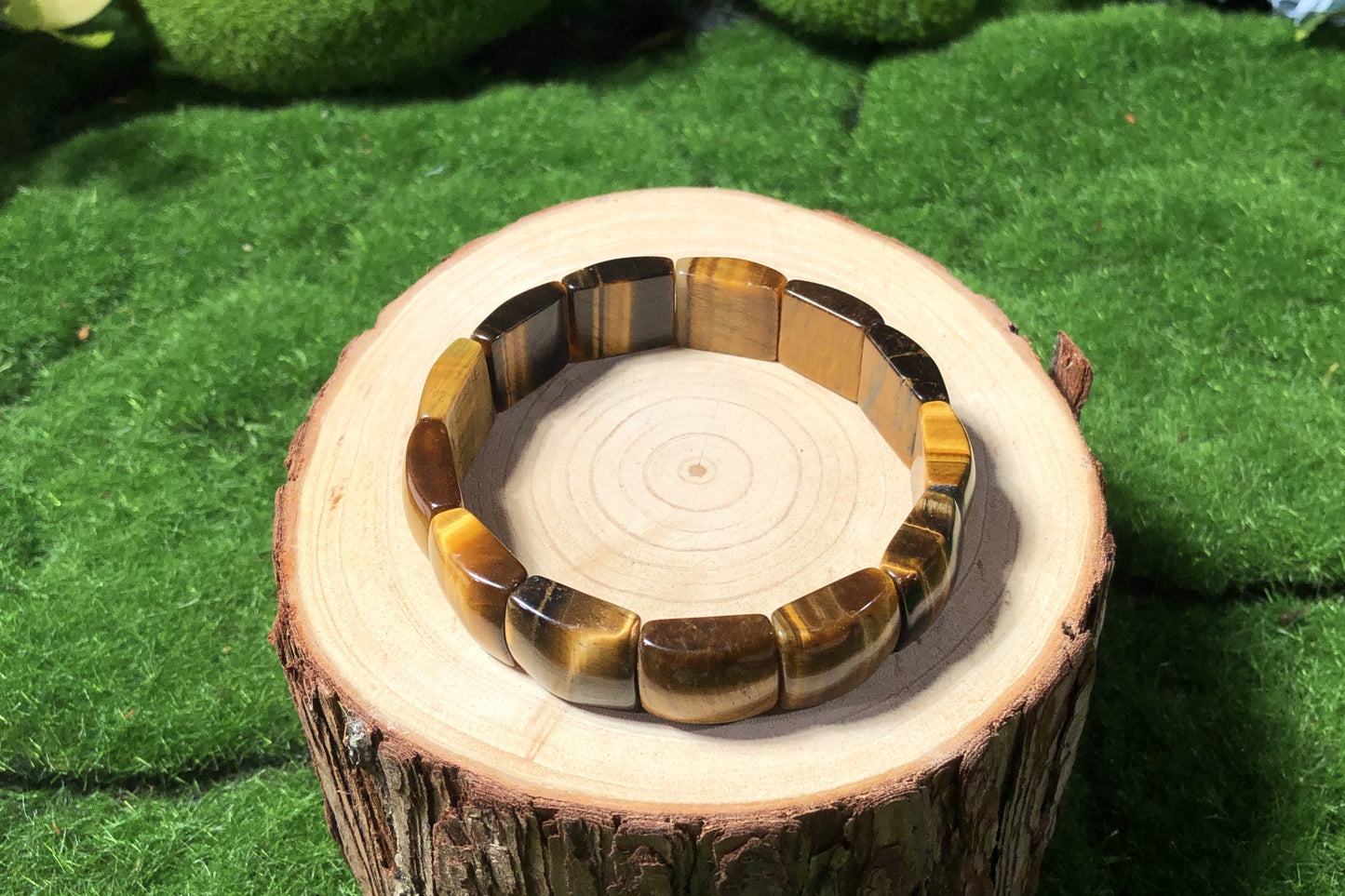 Quadratisches Armband aus natürlichem Tigerauge, handgefertigt