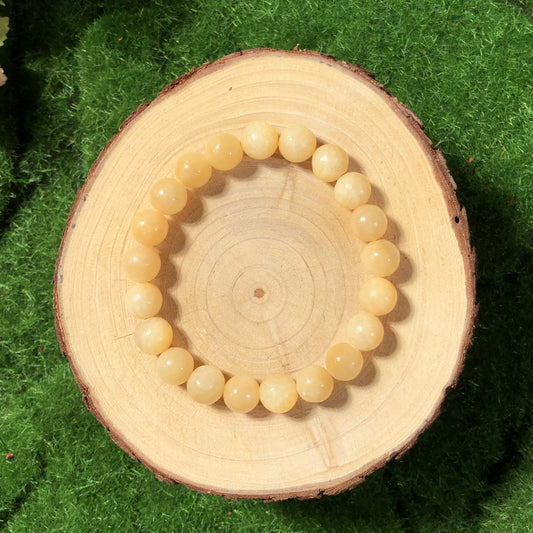 Armband aus natürlicher gelber Jade, handgefertigt