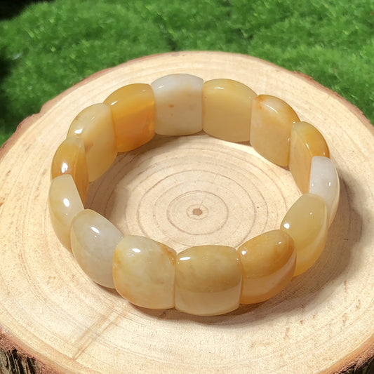 Quadratisches Armband aus natürlichem gelbem Aventurin, handgefertigt.