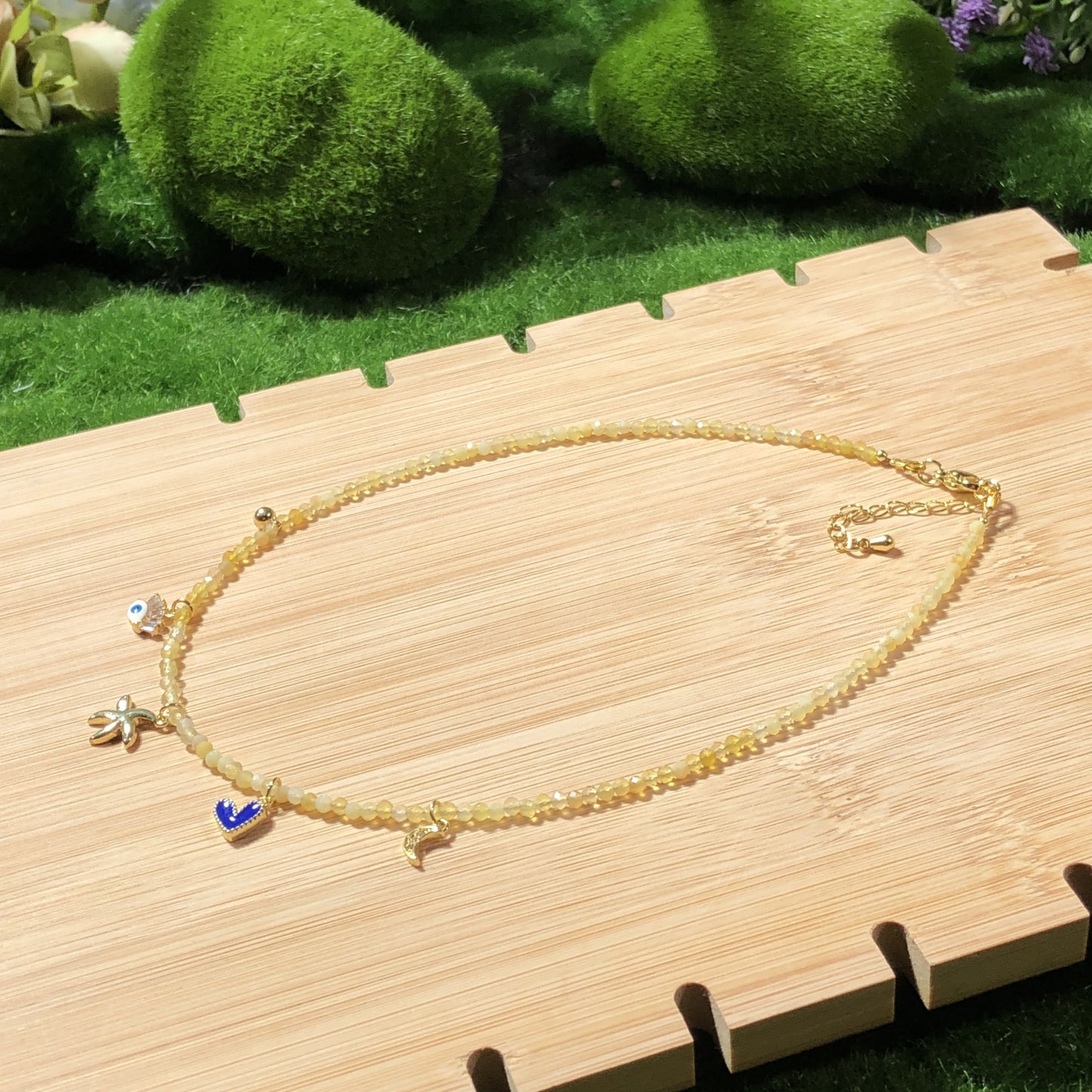 Natürliche facettierte Citrin-Halskette, verkupferter 14-Karat-Goldanhänger, einzigartiges Design, handgefertigt