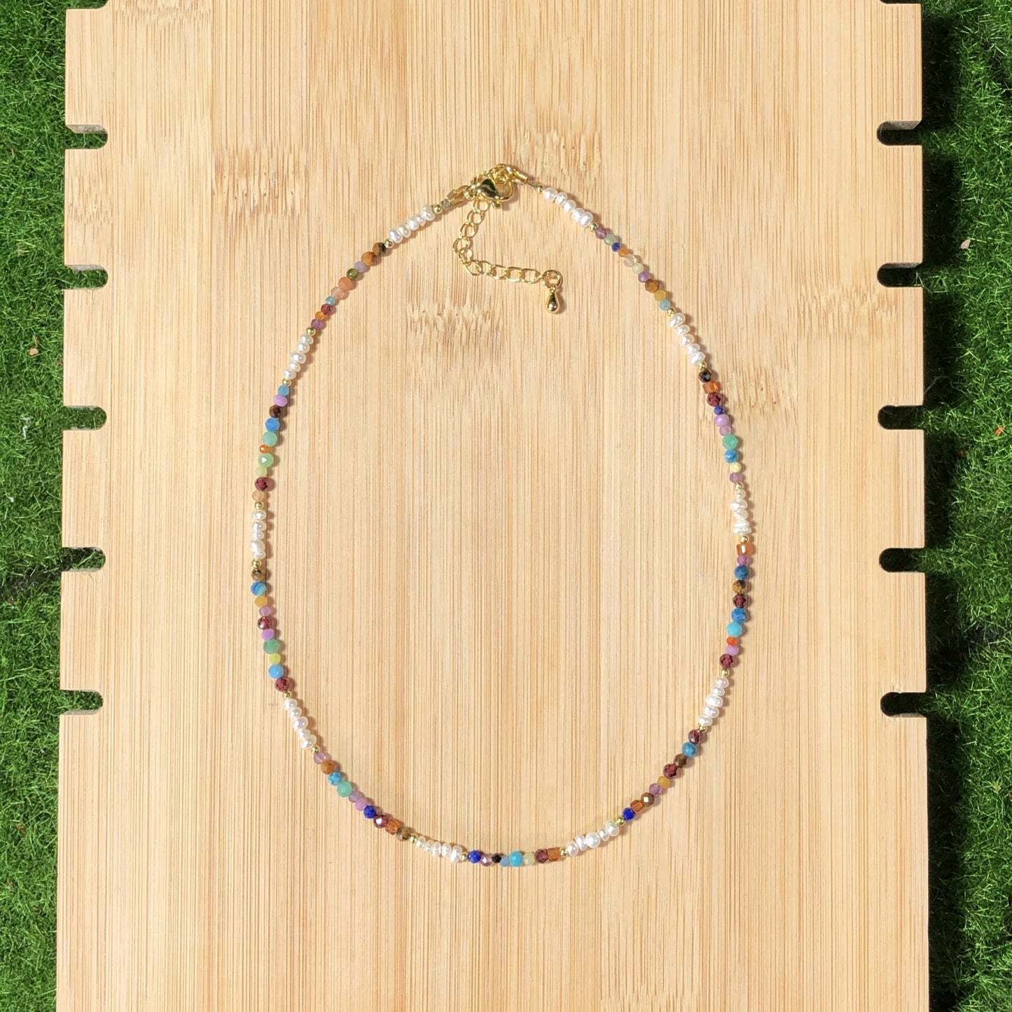 Kristall, Achat, natürliche Süßwasserperle, farbige Halskette, handgefertigt