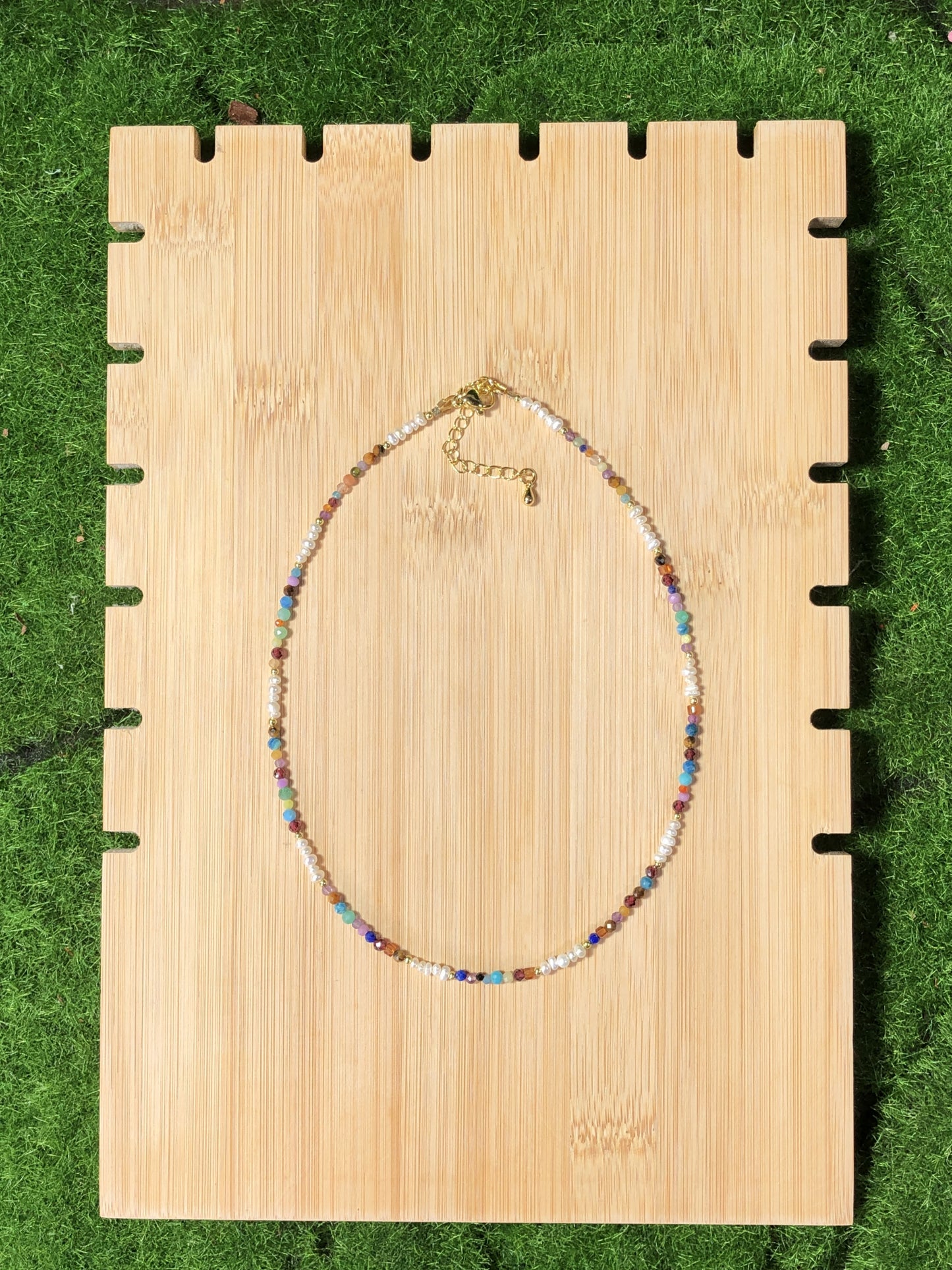 Kristall, Achat, natürliche Süßwasserperle, farbige Halskette, handgefertigt