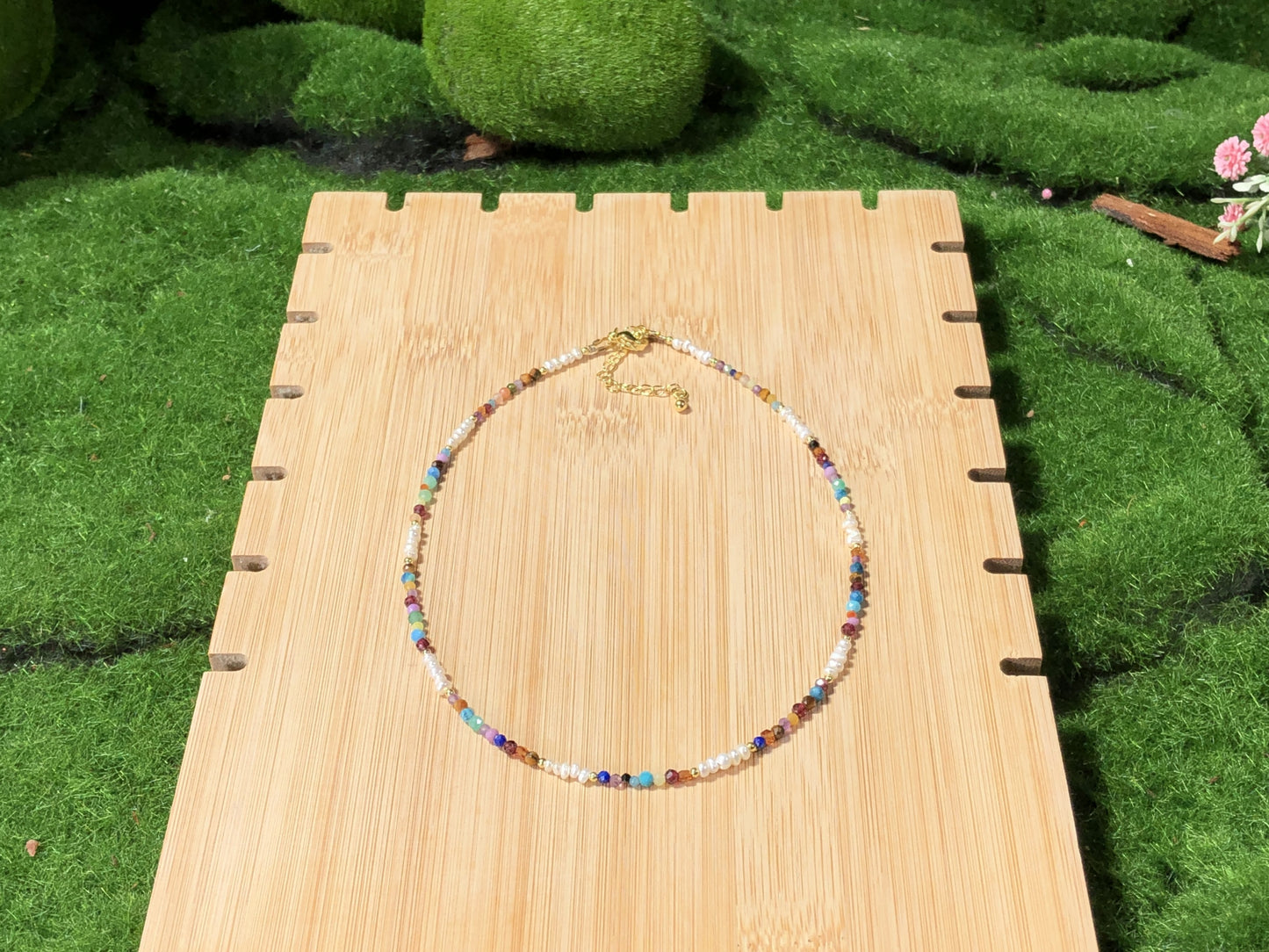 Kristall, Achat, natürliche Süßwasserperle, farbige Halskette, handgefertigt