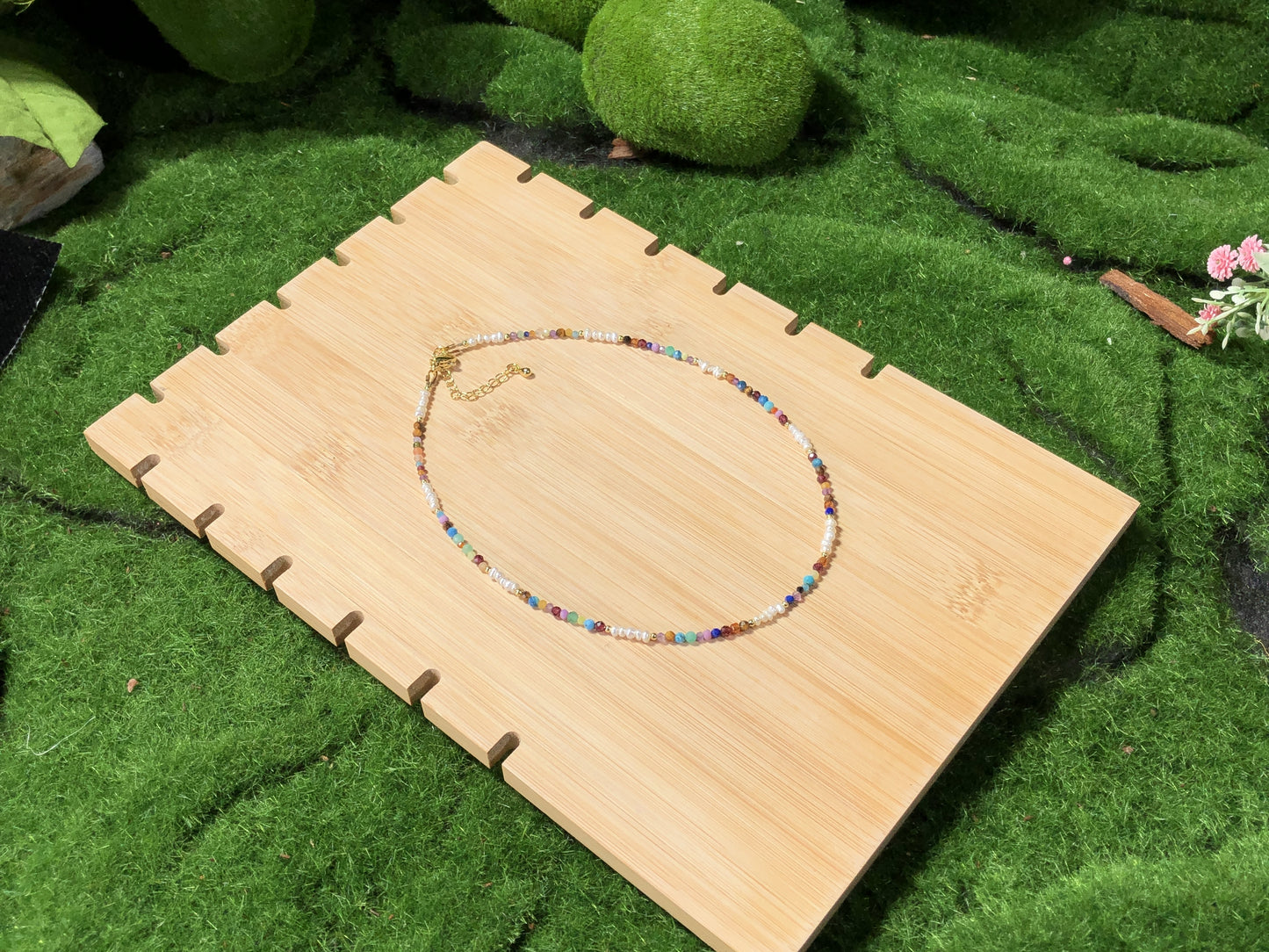 Kristall, Achat, natürliche Süßwasserperle, farbige Halskette, handgefertigt