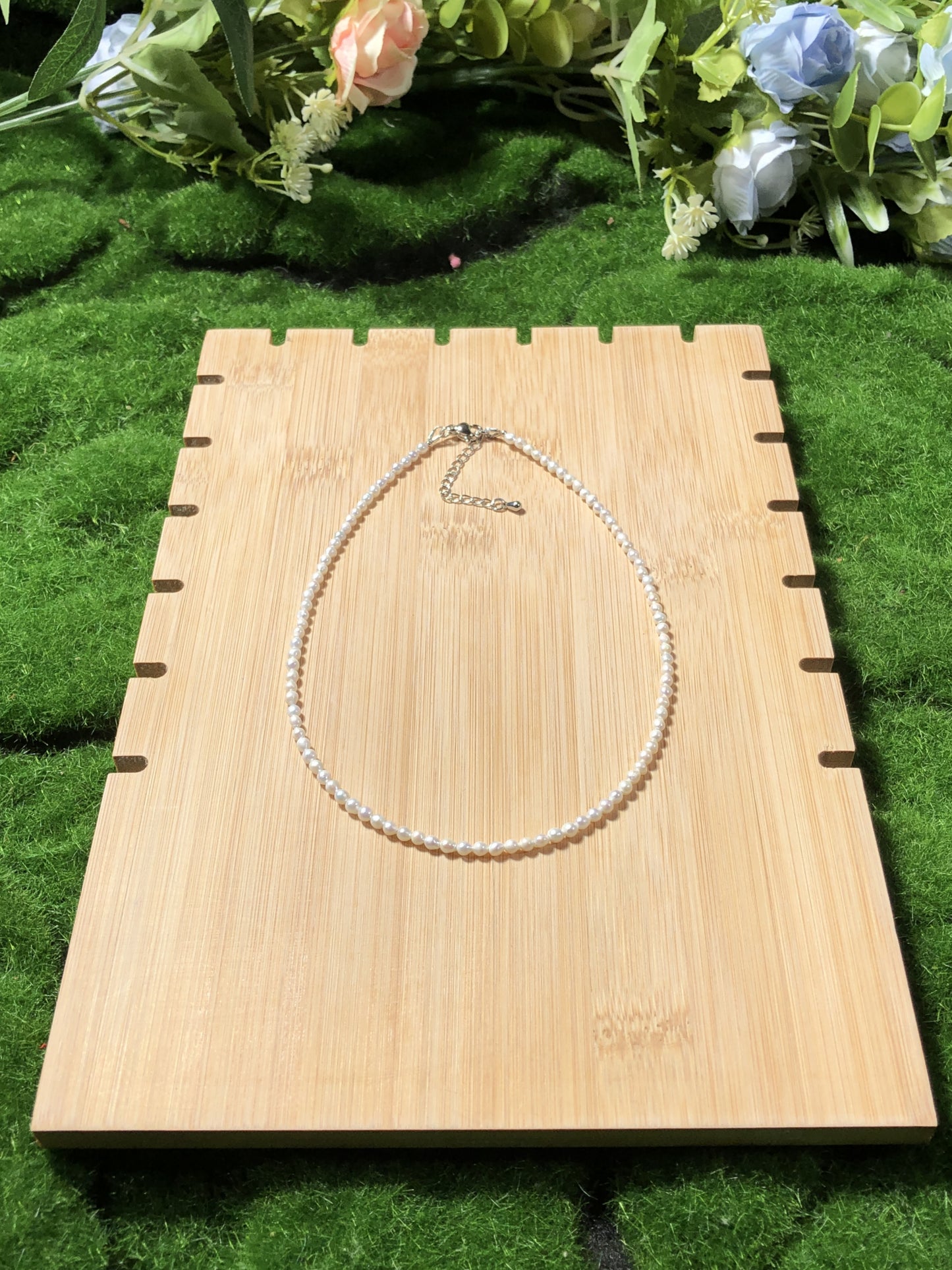 Halskette aus natürlichen Süßwasserperlen, handgefertigt