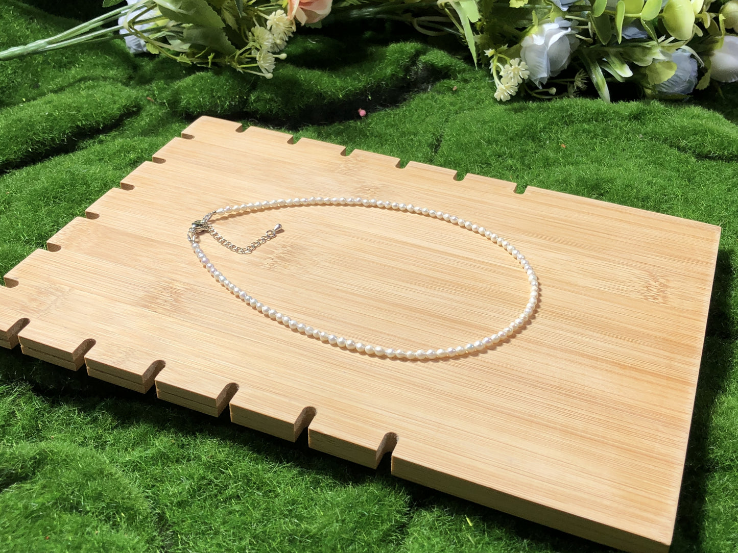 Halskette aus natürlichen Süßwasserperlen, handgefertigt