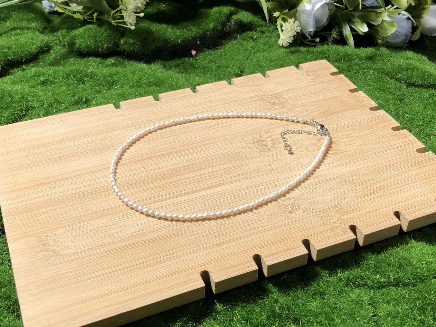 Halskette aus natürlichen Süßwasserperlen, handgefertigt