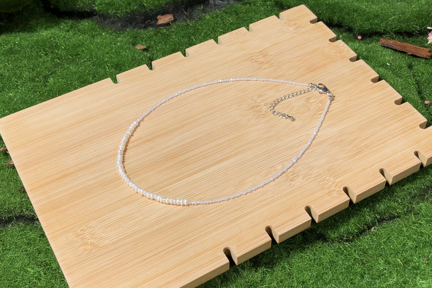 Halskette aus natürlichen Süßwasserperlen, handgefertigt