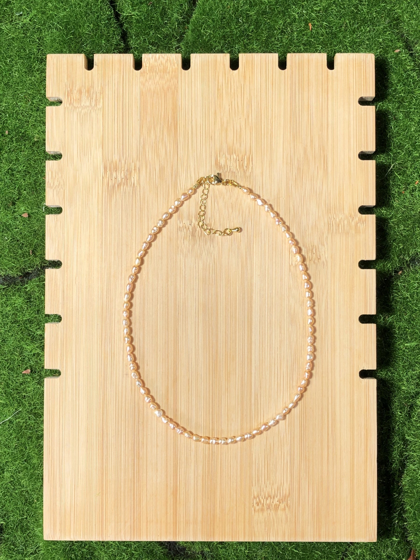 Natürliche gelbe Süßwasserperlenkette, handgefertigt.