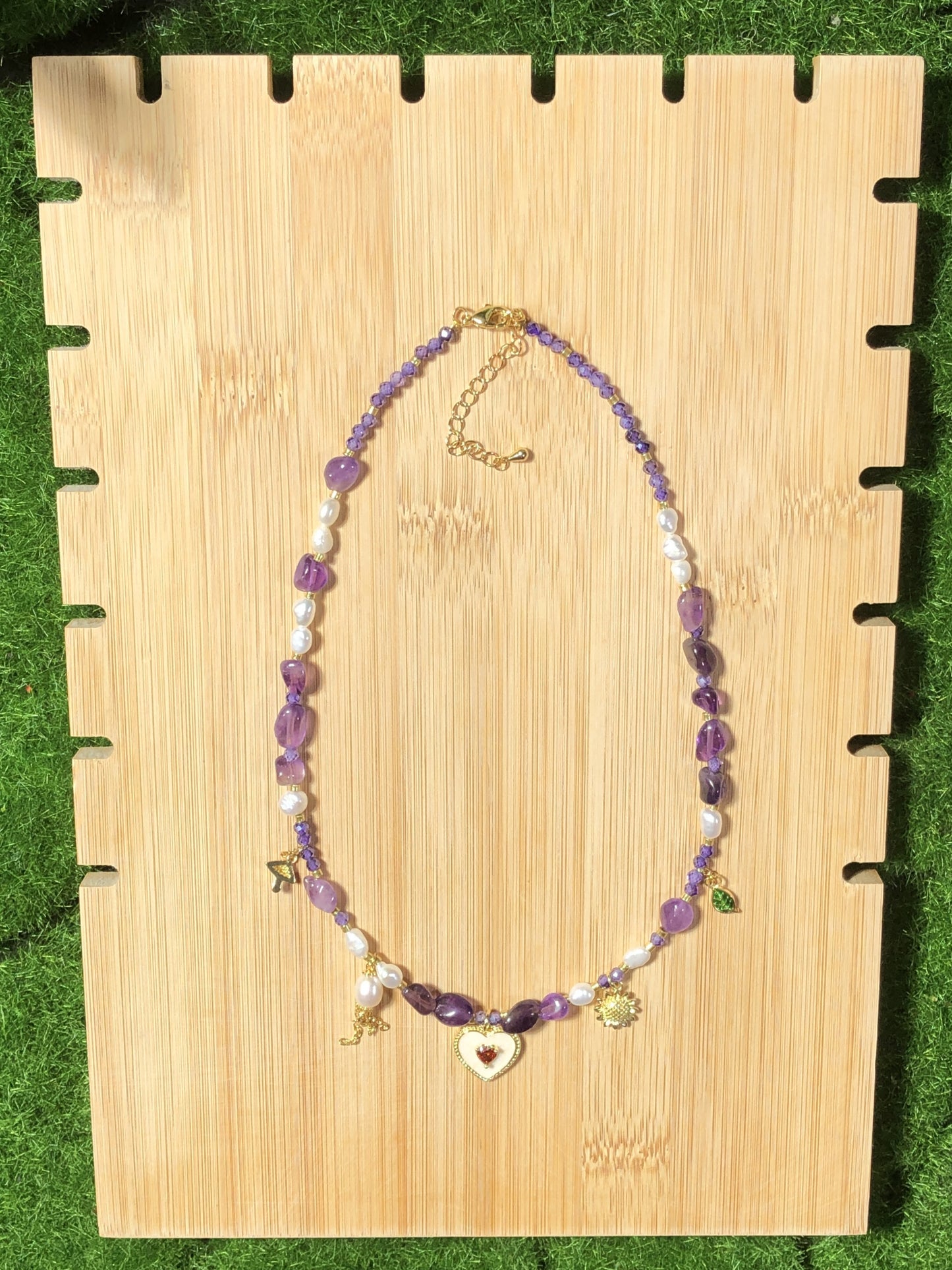 Amethyst Halskette Perlen Süßwasserperlen Halskette Edelstahl 14K vergoldet Edeltstein Halskette