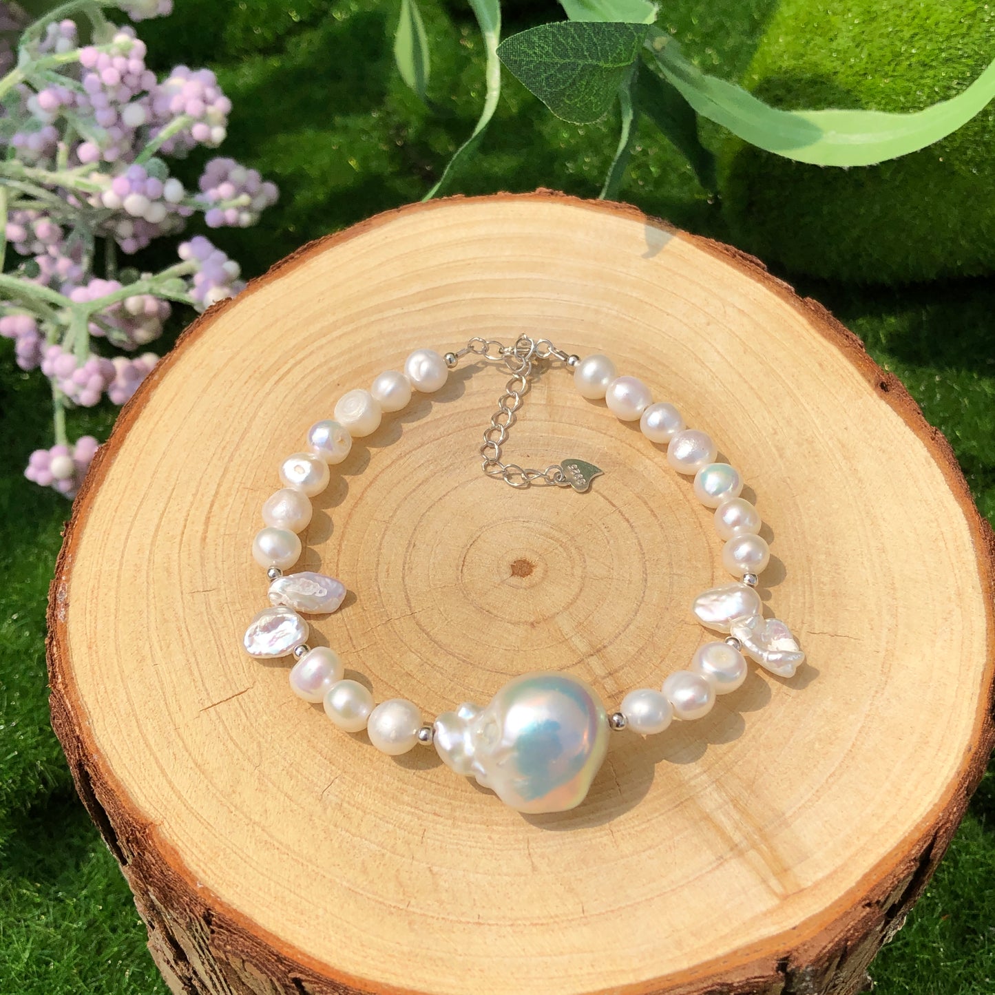 Exquisites Armband aus natürlichen Süßwasserperlen und Barockperlen, handgefertigt
