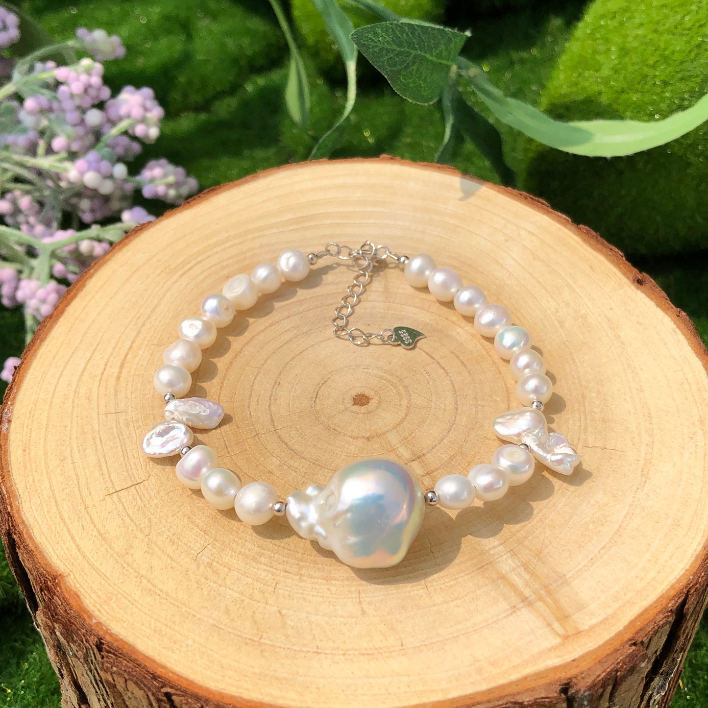 Exquisites Armband aus natürlichen Süßwasserperlen und Barockperlen, handgefertigt
