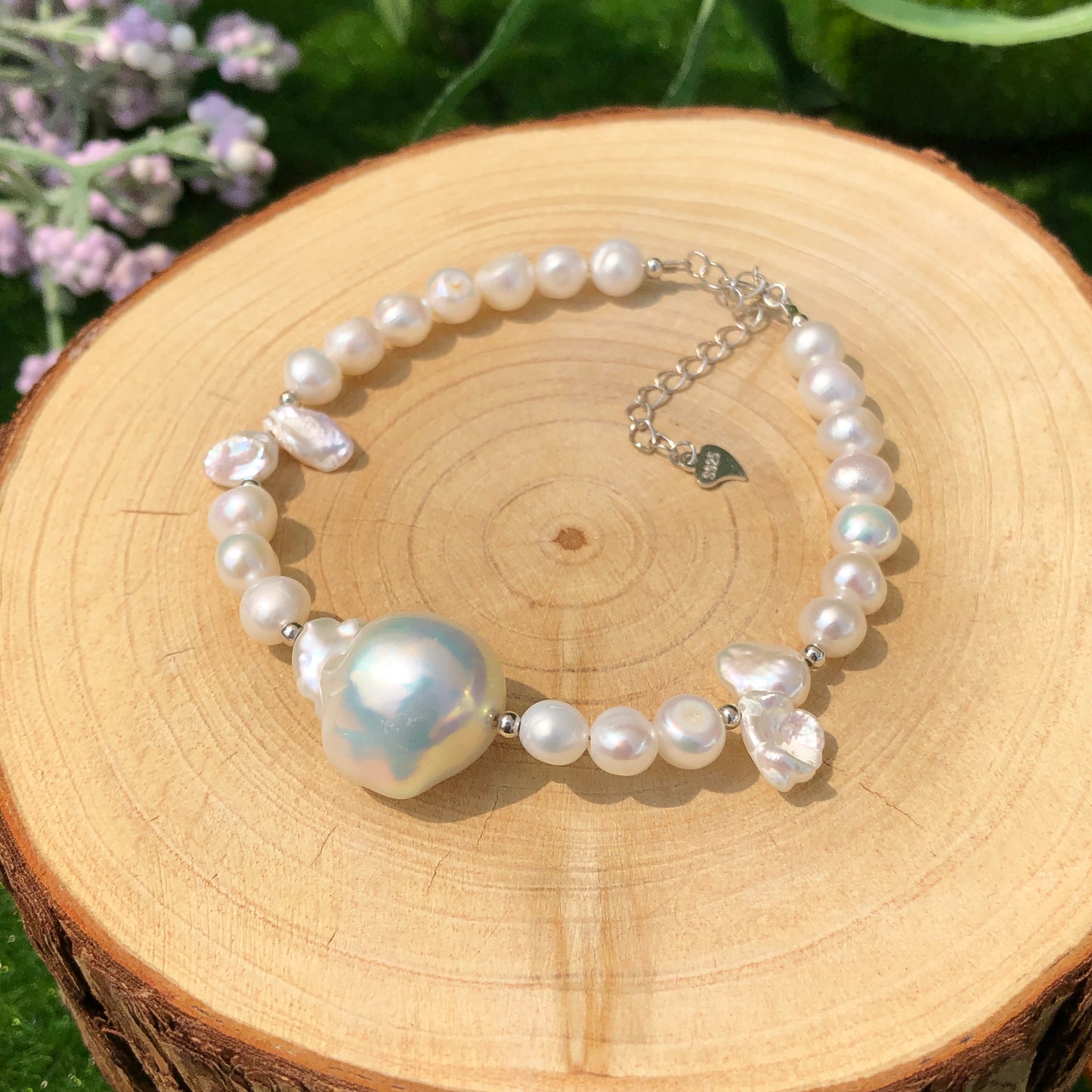 Exquisites Armband aus natürlichen Süßwasserperlen und Barockperlen, handgefertigt