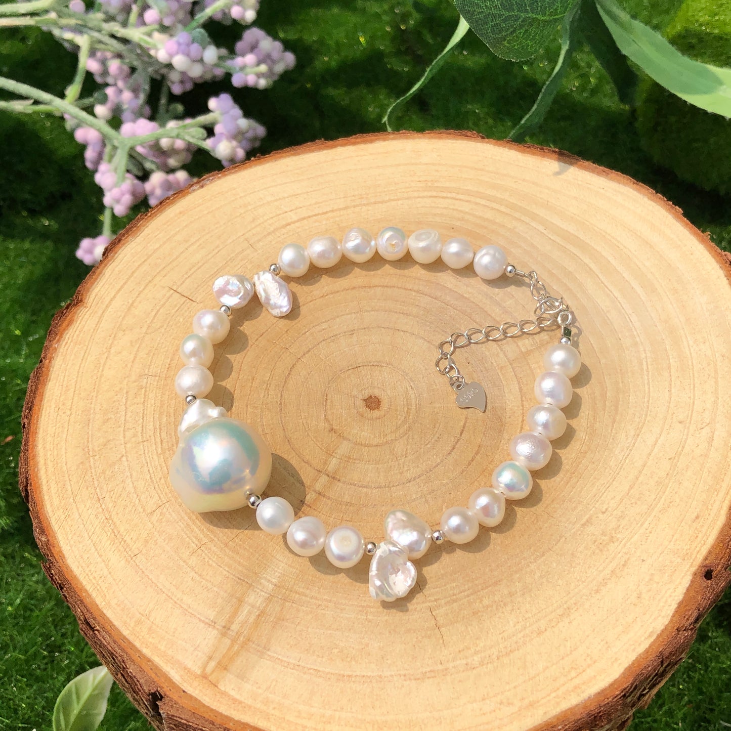 Exquisites Armband aus natürlichen Süßwasserperlen und Barockperlen, handgefertigt