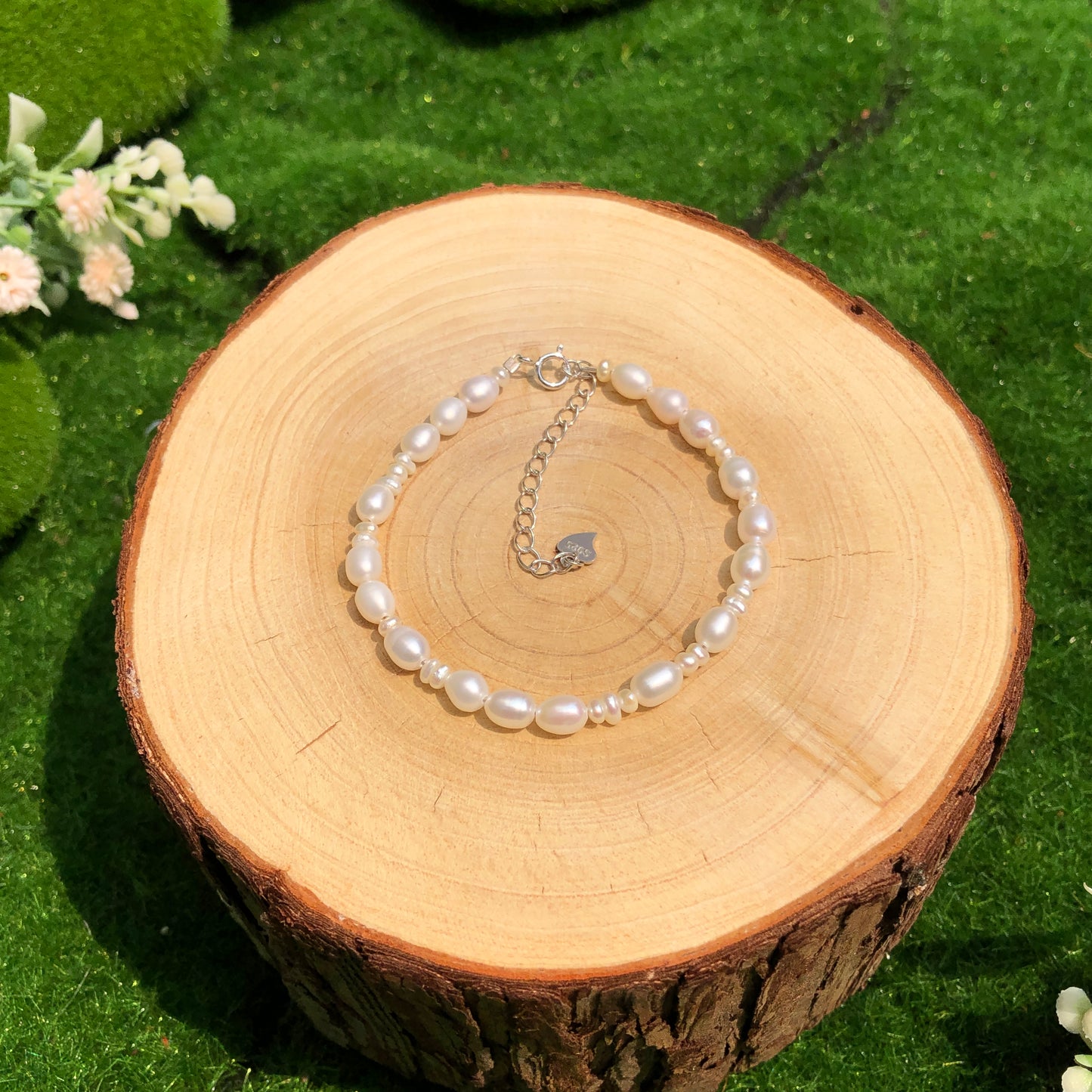 Wunderschönes Armband aus natürlichen Süßwasserperlen, handgefertigt