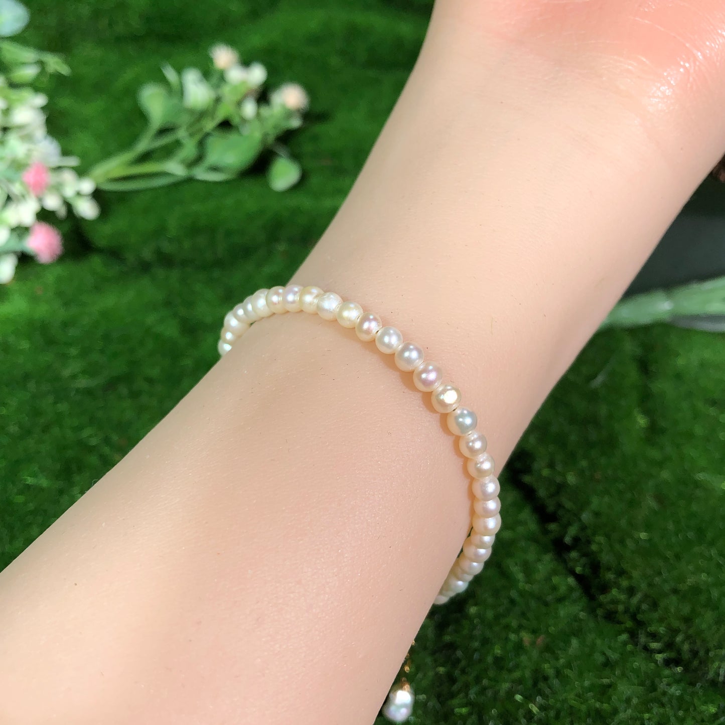 Feine natürliche Süßwasserperlen, Barockperlen, Kupfer mit 14K Gold überzogen, Armband, handgefertigt
