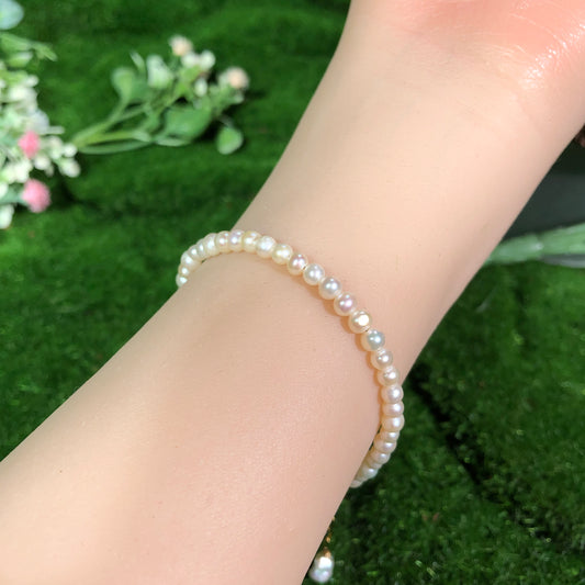 Feine natürliche Süßwasserperlen, Barockperlen, Kupfer mit 14K Gold überzogen, Armband, handgefertigt