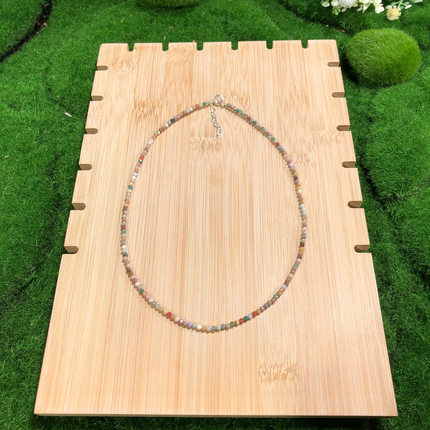 Bunte Achat-Halskette, handgefertigt