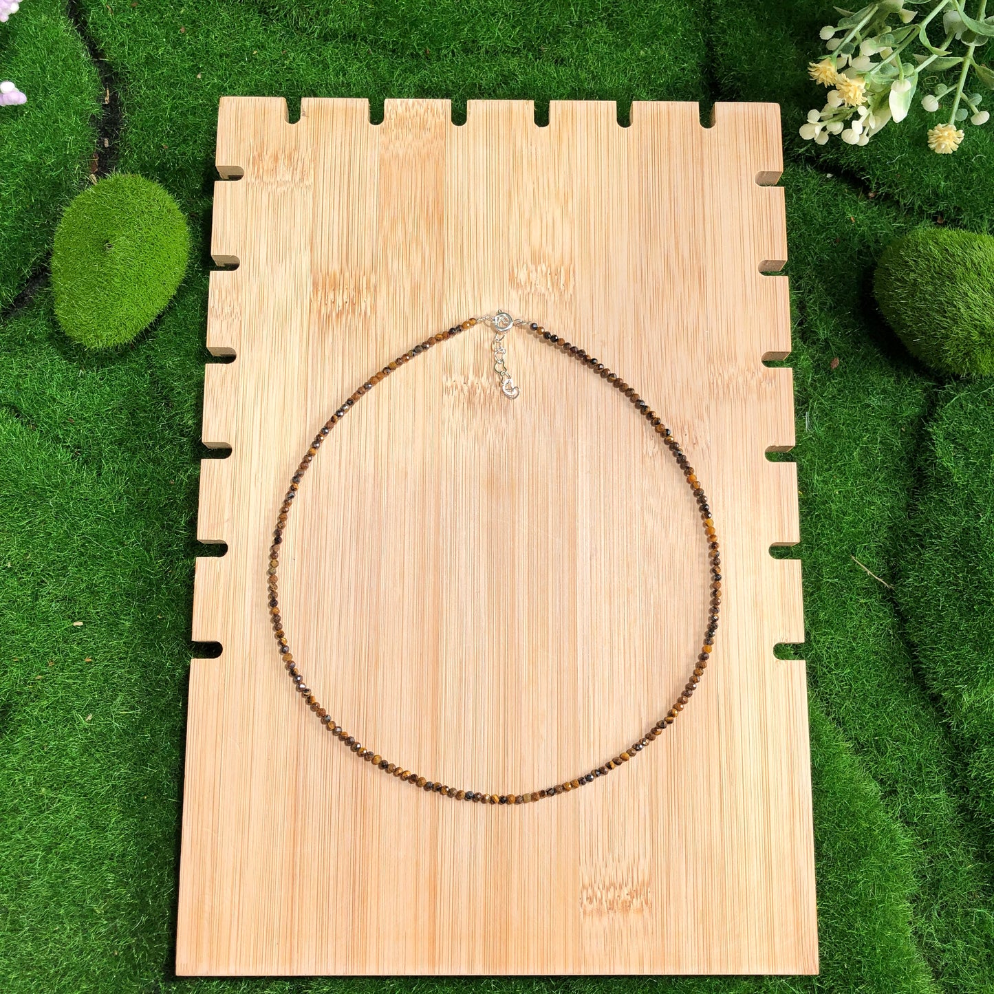 Natuerliche gelbe Tigerauge-Halskette, handgefertigt