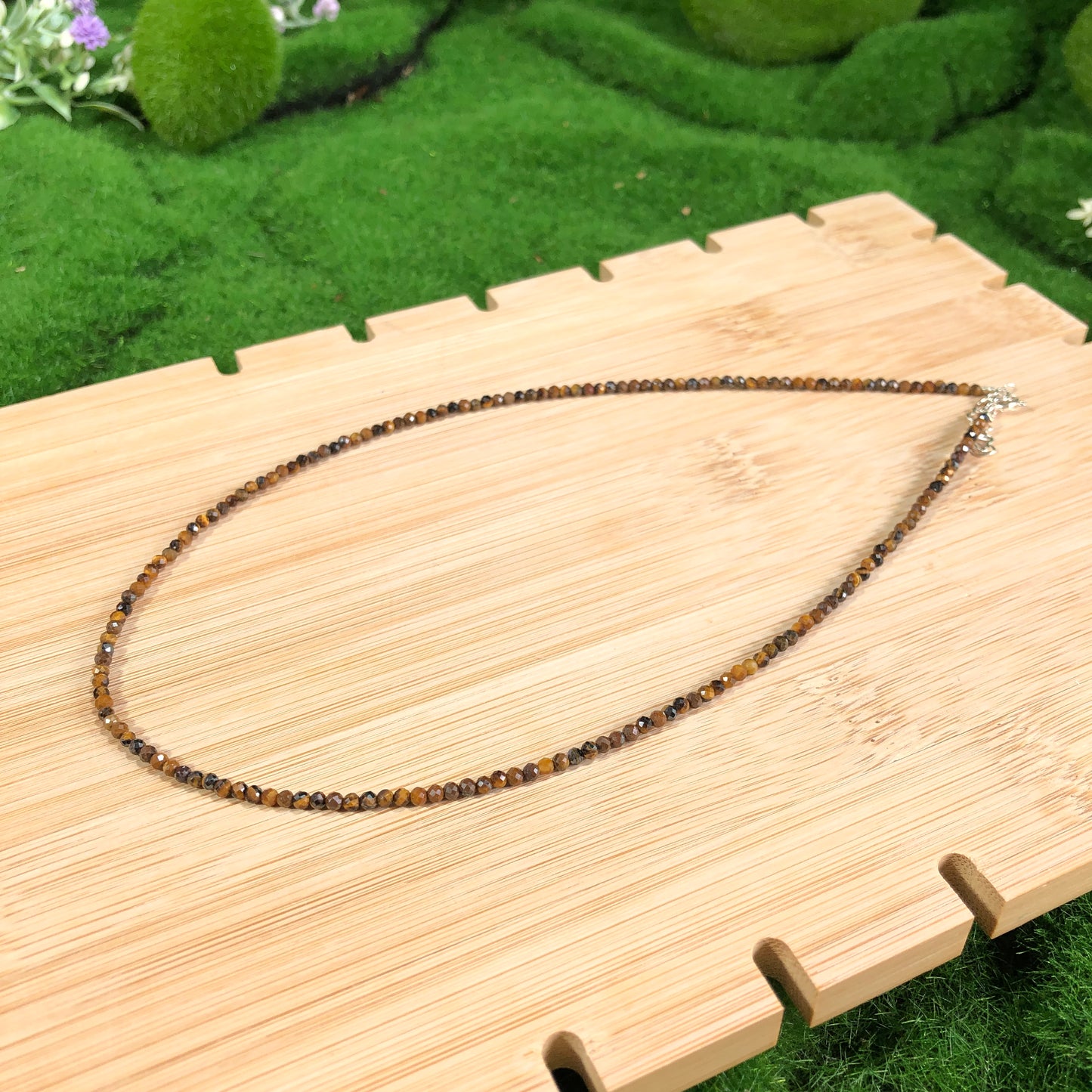 Natuerliche gelbe Tigerauge-Halskette, handgefertigt