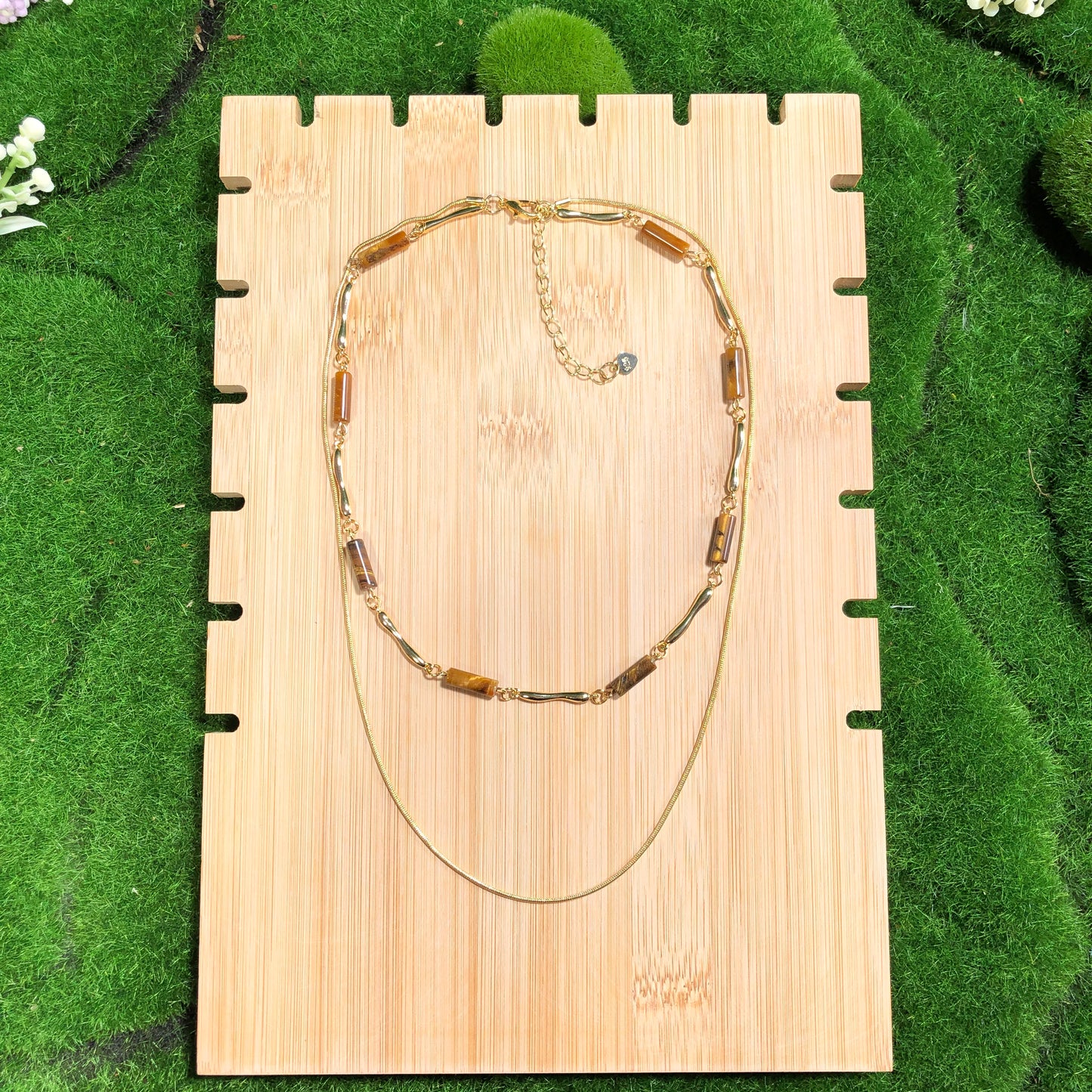 Natuerliche gelbe Tigerauge-Kupfer-Halskette, handgefertigt