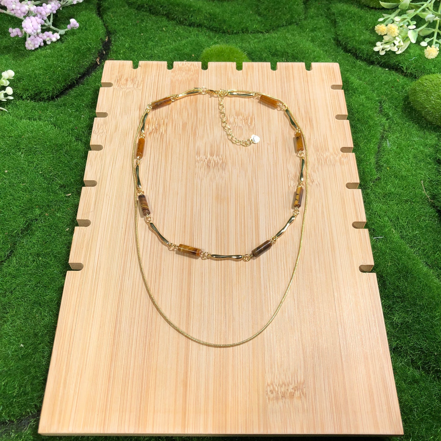 Natuerliche gelbe Tigerauge-Kupfer-Halskette, handgefertigt